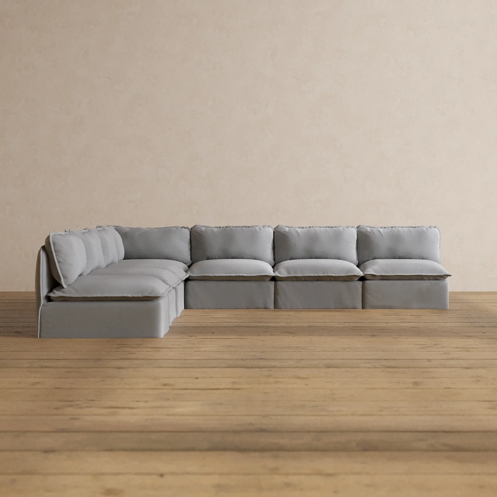 Slipcover Only - Modular Washable 7-Seater Open-Ends Corner Sectional in Pumice