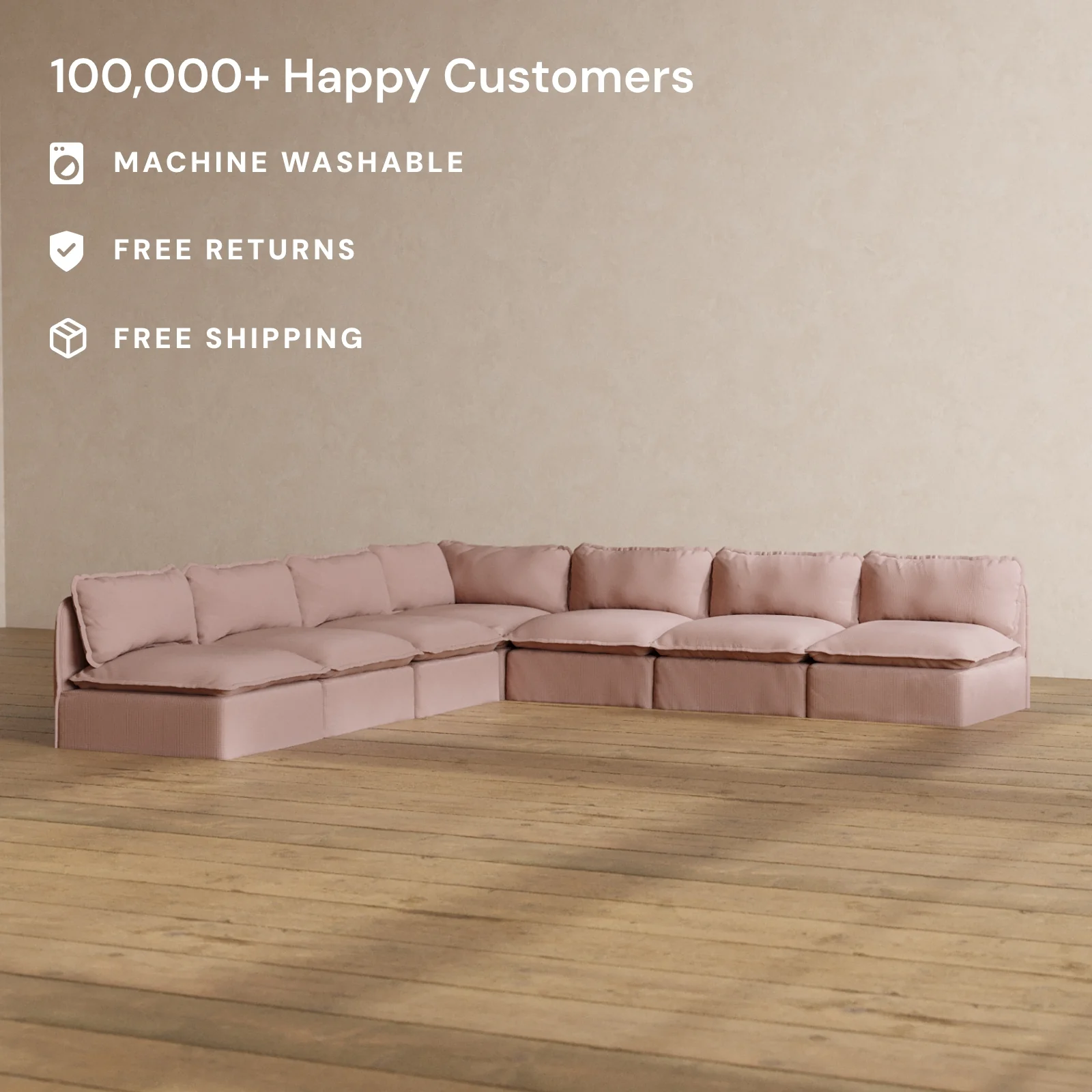 Slipcover Only - Modular Washable 7-Seater Open-Ends Corner Sectional in Sakura - Image 2