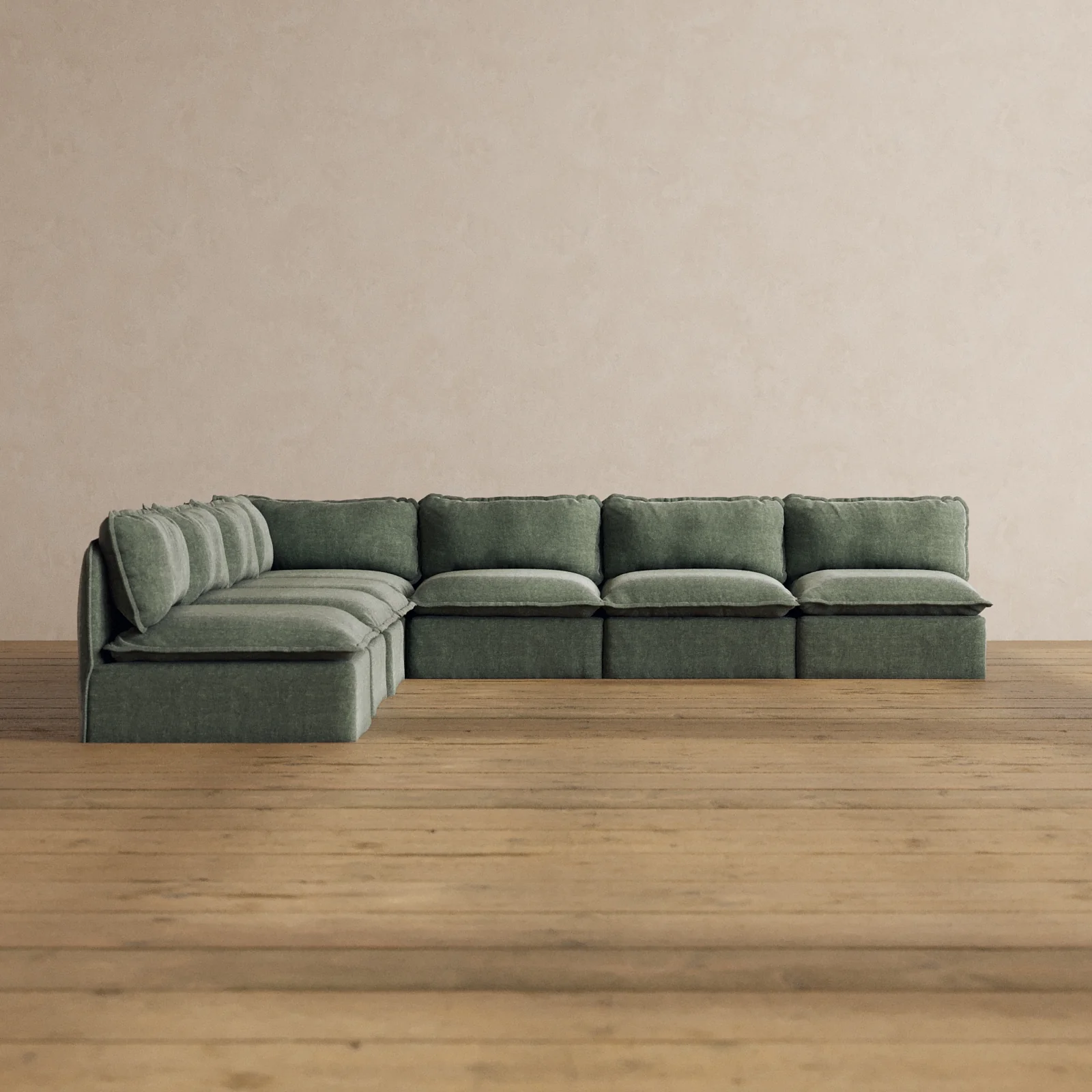 Slipcover Only - Modular Washable 7-Seater Open-Ends Corner Sectional in Willow