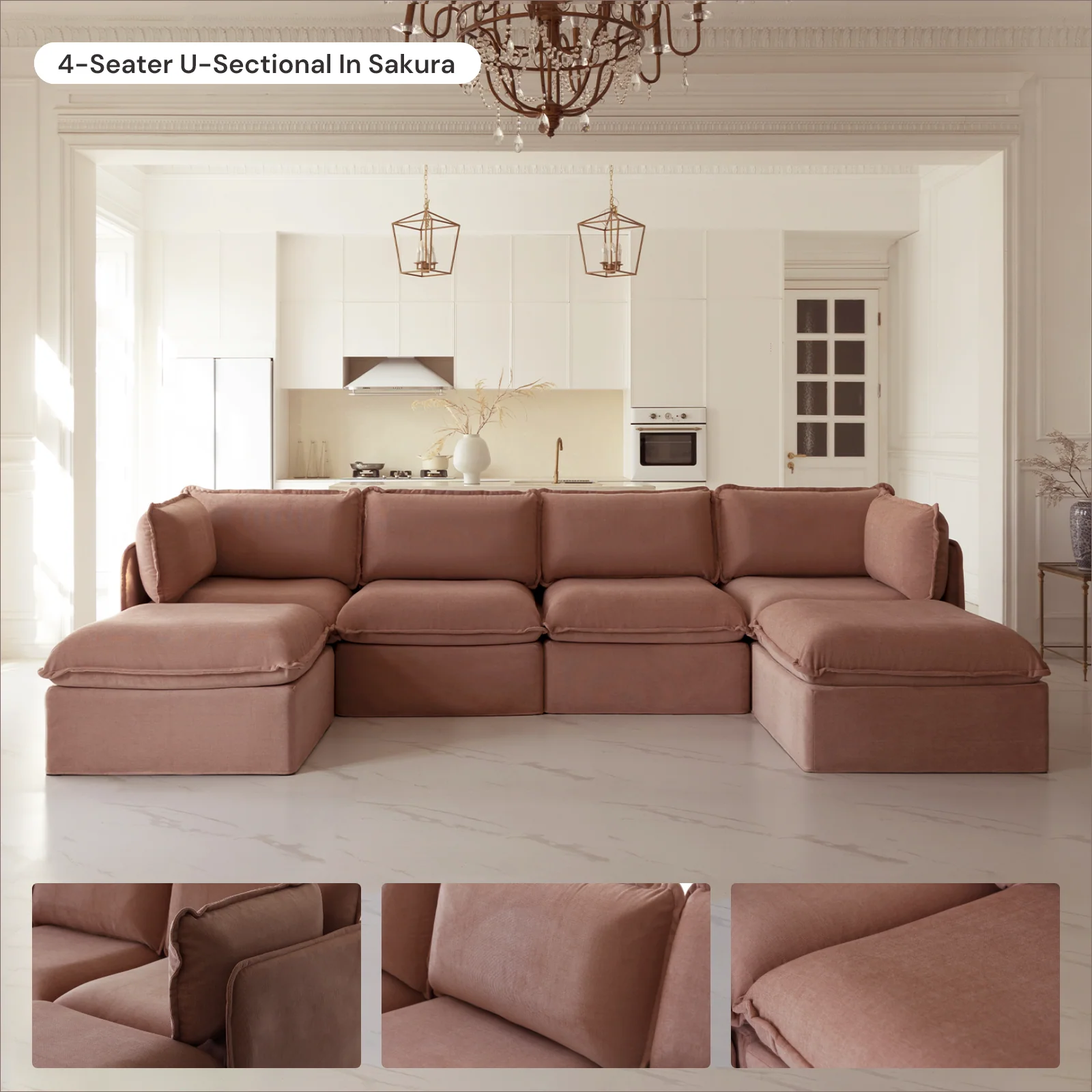 Slipcover Only - Modular Washable 7-Seater U-Sectional in Sakura - Image 6