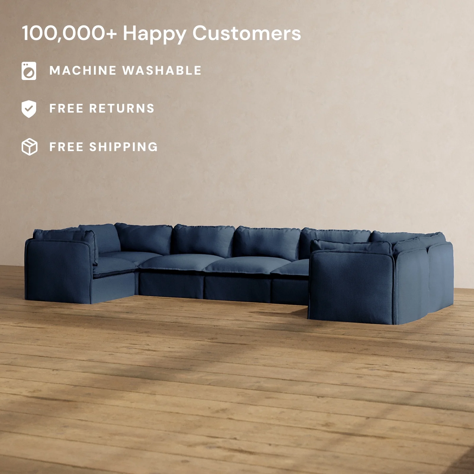 Slipcover Only - Modular Washable 7-Seater U-Sectional in Sumi - Image 2
