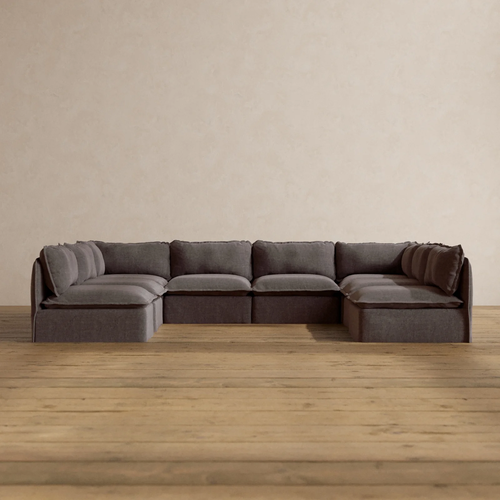 Slipcover Only - Modular Washable 8-Seater Open-Ends U-Sectional in Caviar
