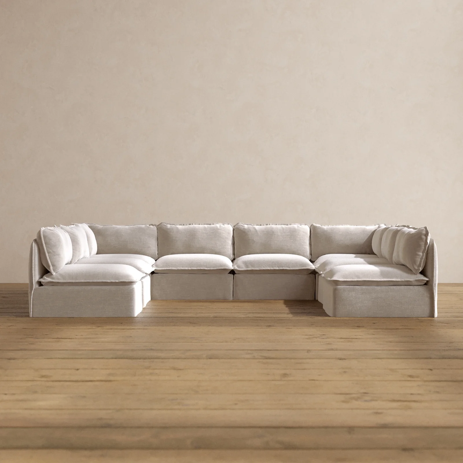 Slipcover Only - Modular Washable 8-Seater Open-Ends U-Sectional in Mist