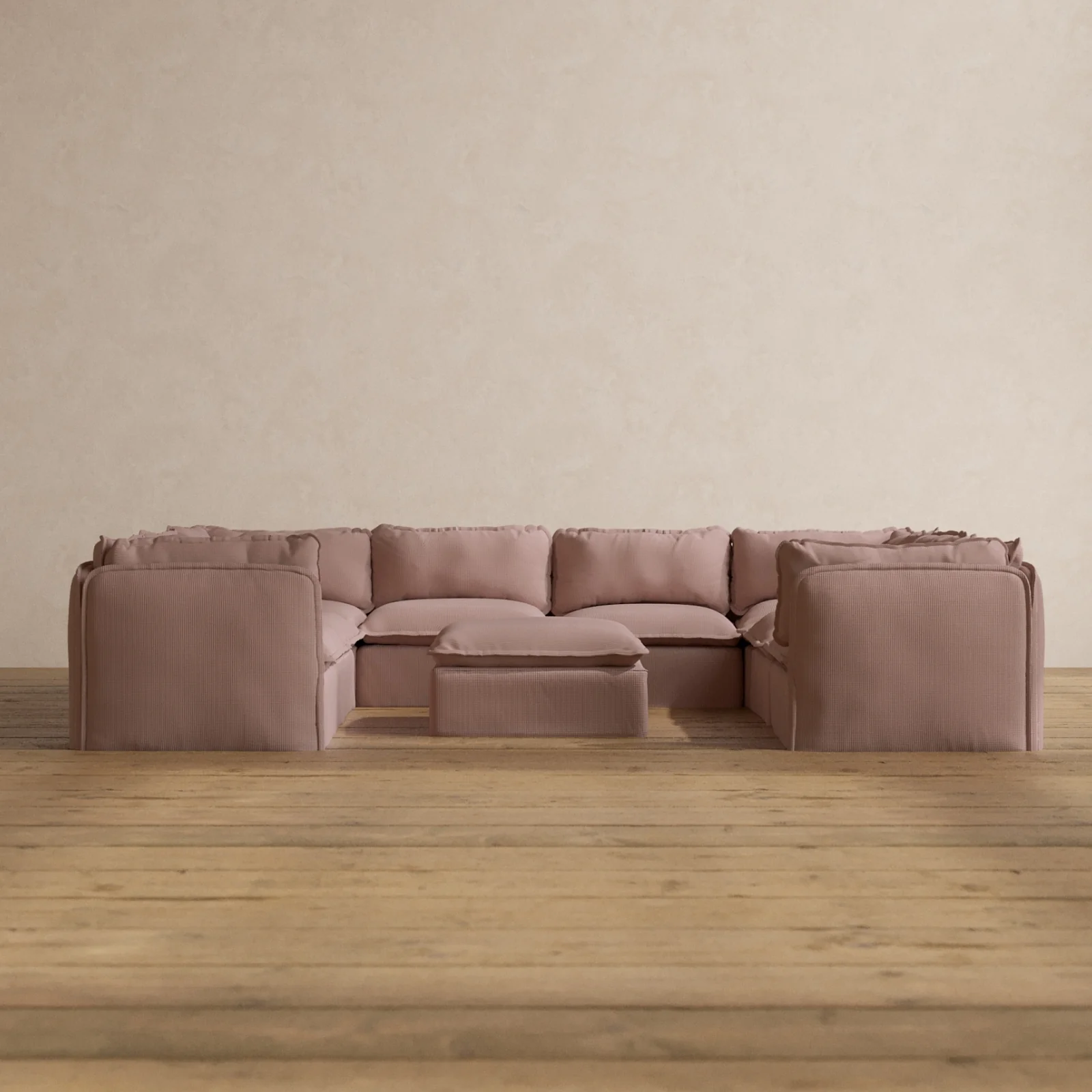 Slipcover Only - Modular Washable 8-Seater U-Sectional + Ottoman in Sakura