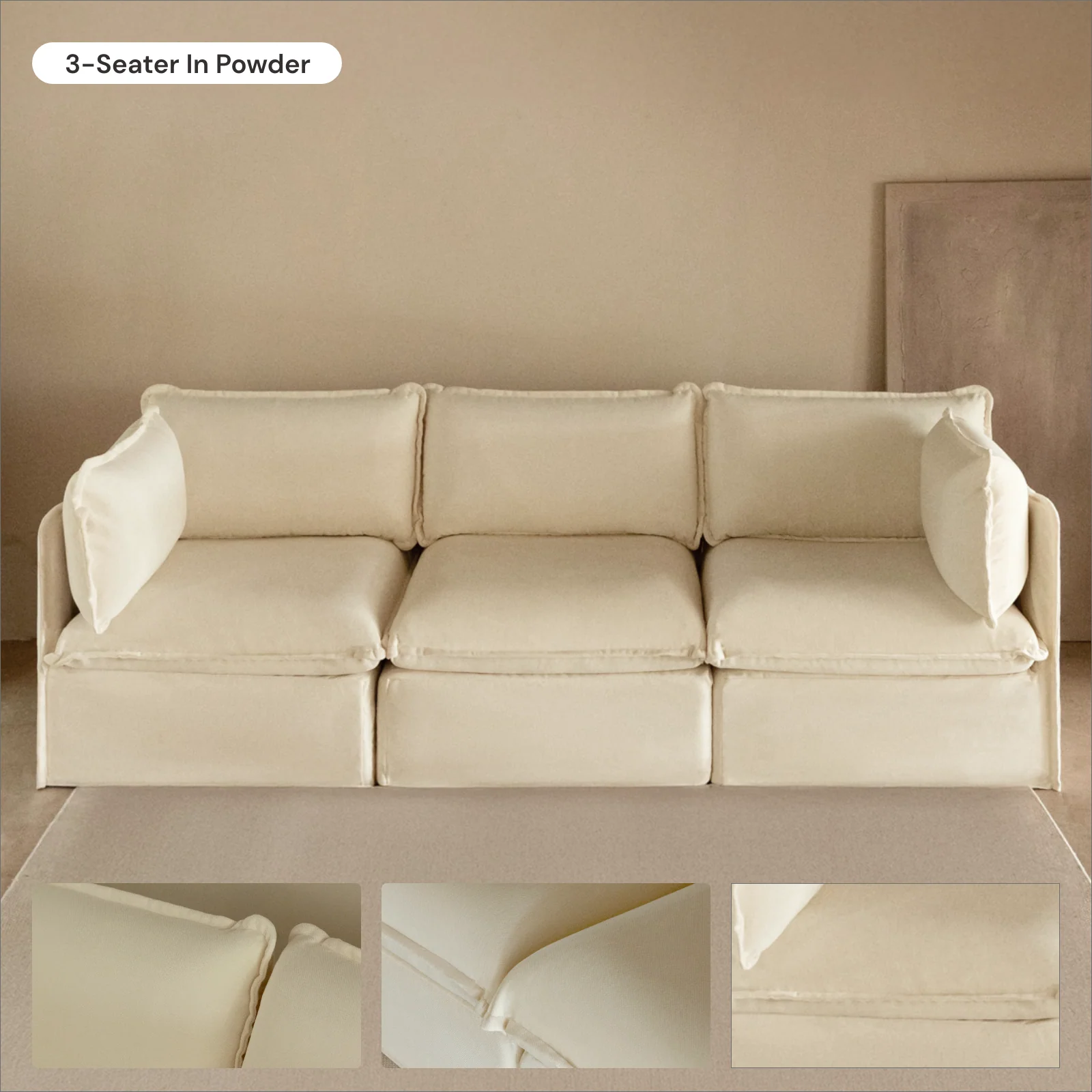 Slipcover Only - Modular Washable 9-Seater Open-Ends U-Sectional in Powder - Image 6