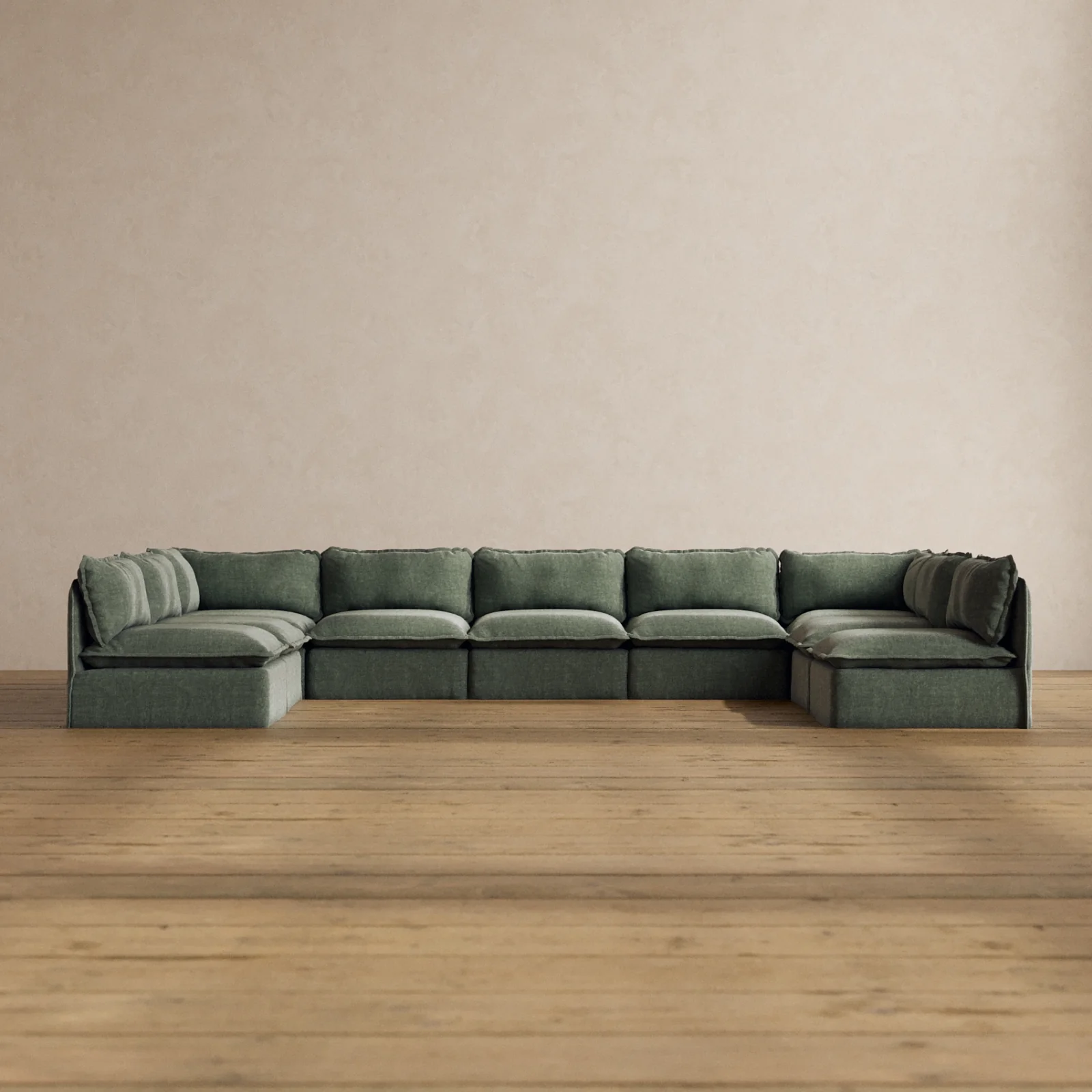 Slipcover Only - Modular Washable 9-Seater Open-Ends U-Sectional in Willow