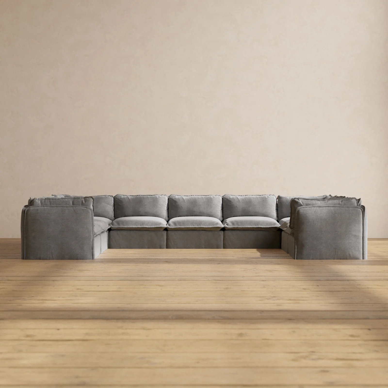 Slipcover Only - Modular Washable 9-Seater U-Sectional in Ash