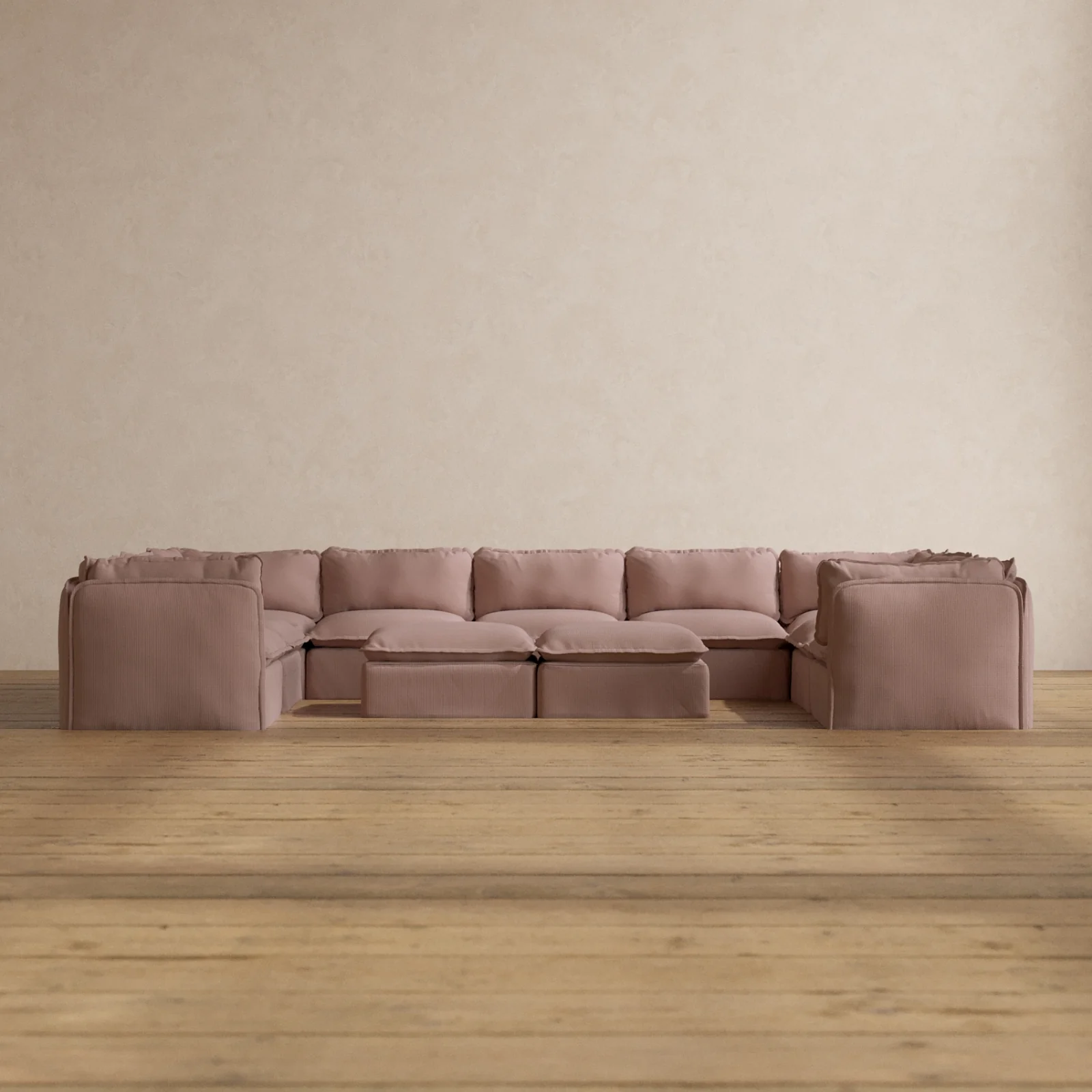 Slipcover Only - Modular Washable 9-Seater U-Sectional + Bench Ottoman in Sakura