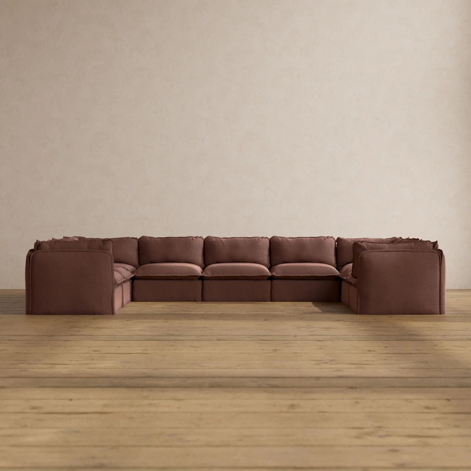 Slipcover Only - Modular Washable 9-Seater U-Sectional in Chestnut