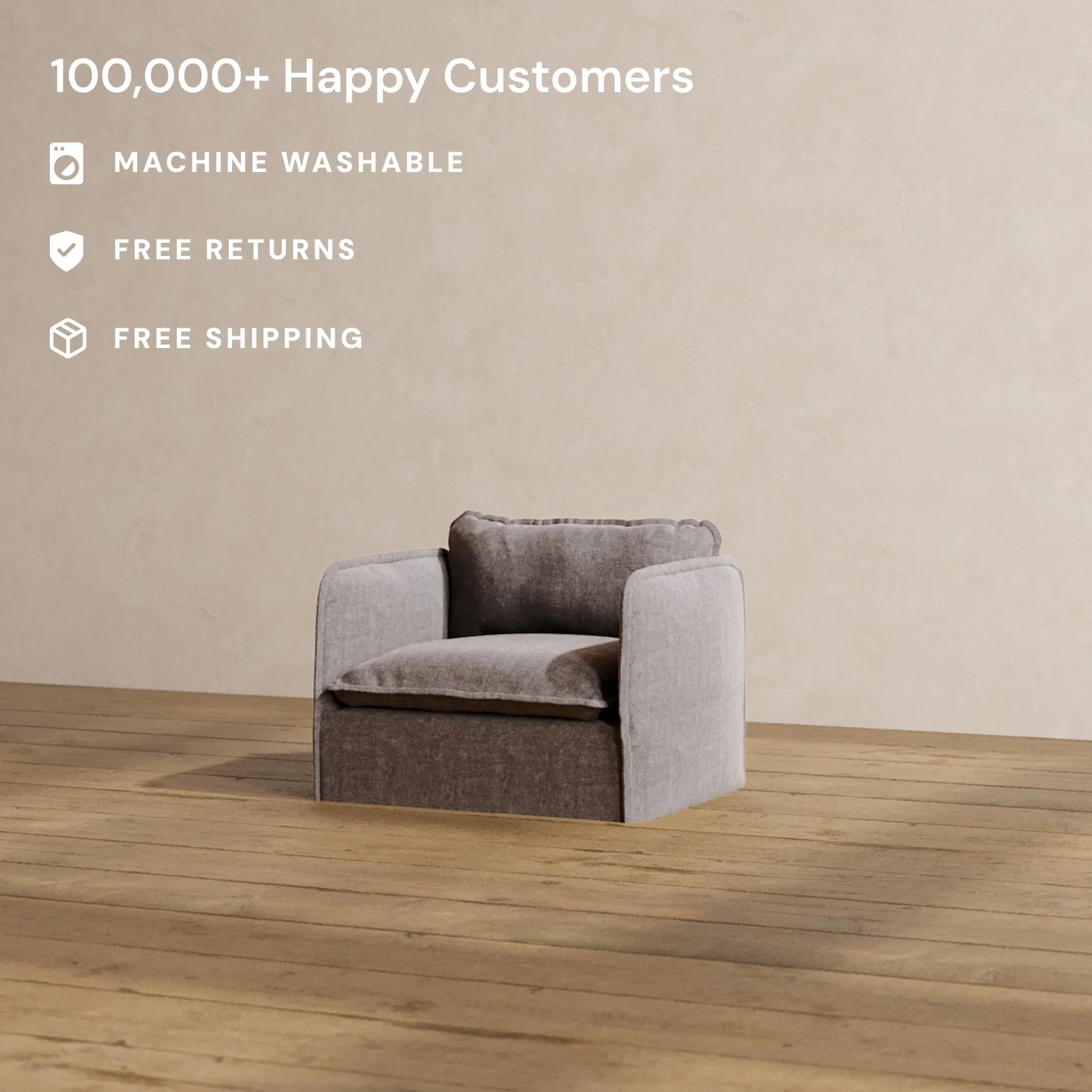Slipcover Only - Modular Washable Armchair in Caviar - Image 2