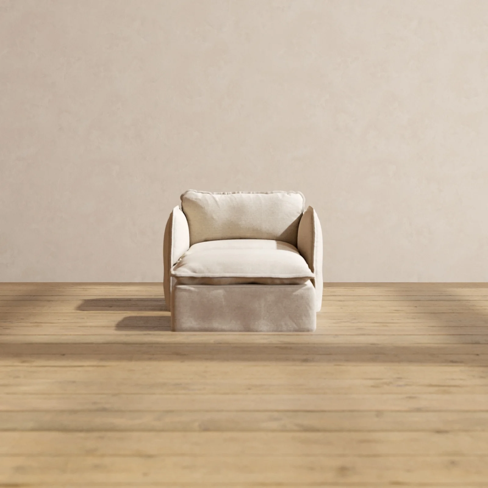 Slipcover Only - Modular Washable Armchair + Ottoman in Oat