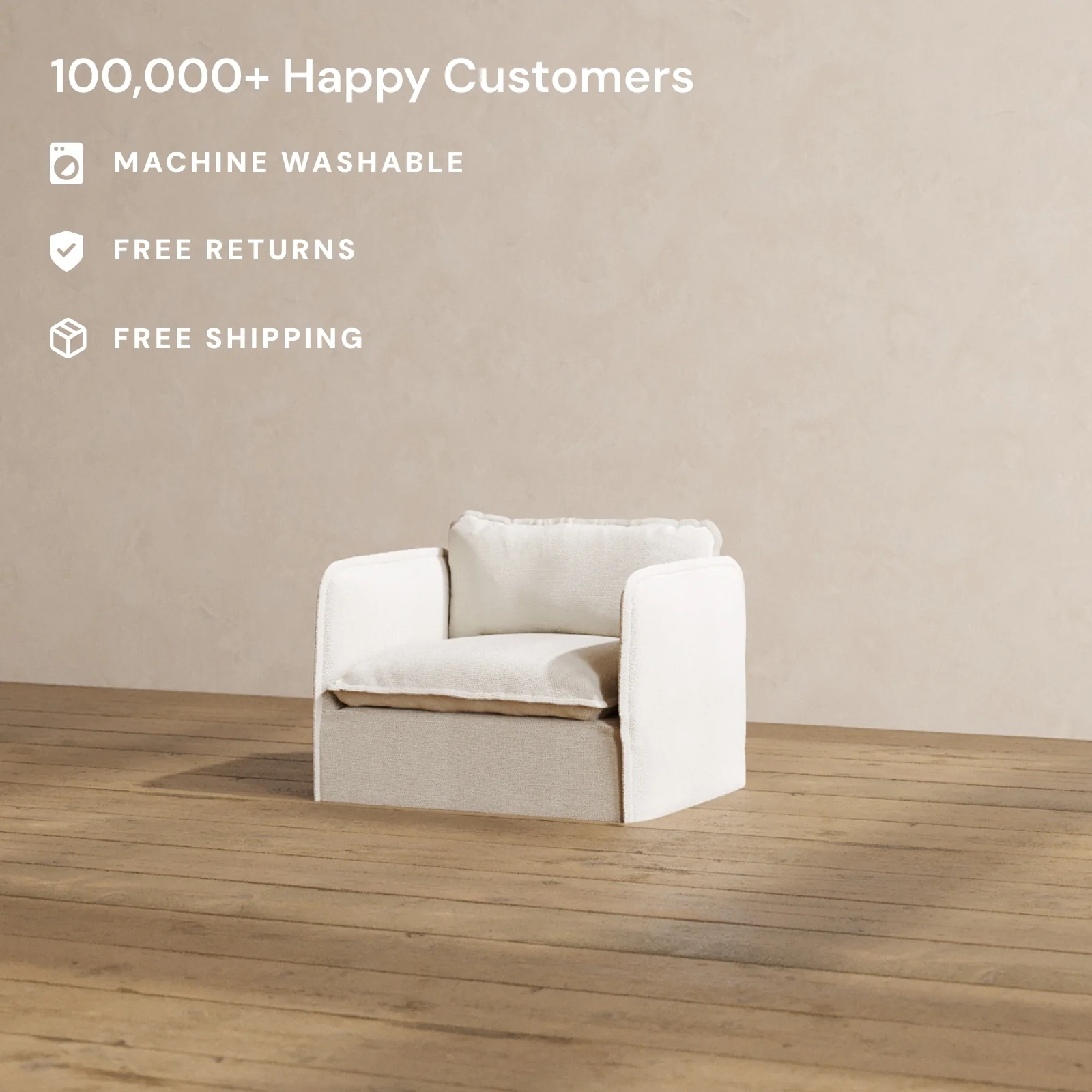 Slipcover Only - Modular Washable Armchair in Powder - Image 2
