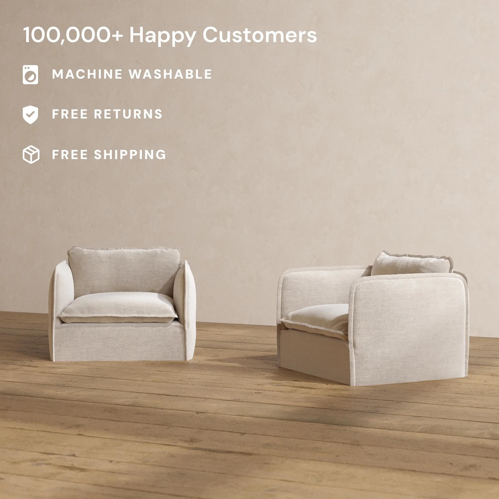 Slipcover Only - Modular Washable Armchair Set in Mist - Image 2