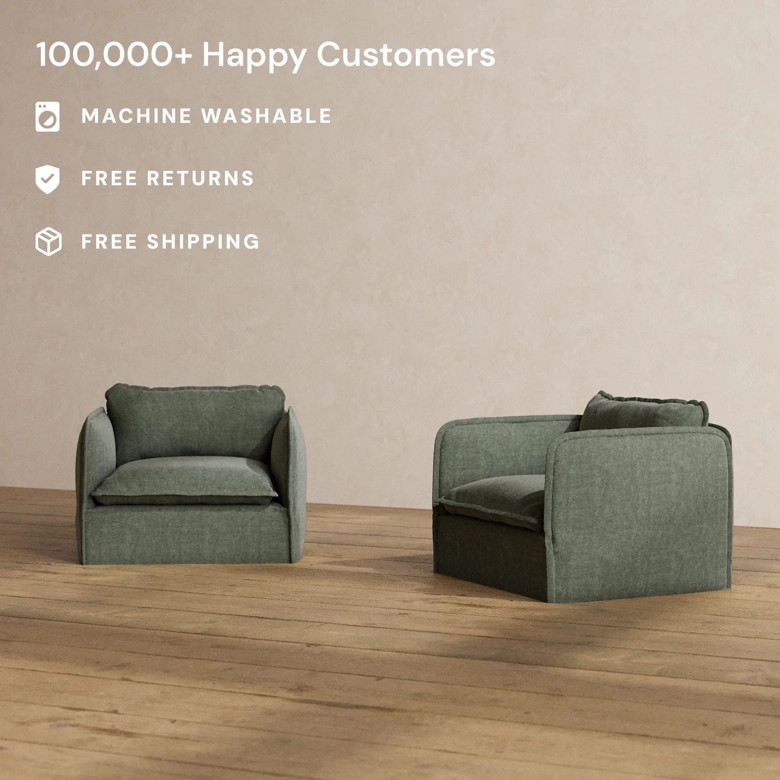Slipcover Only - Modular Washable Armchair Set in Willow - Image 2