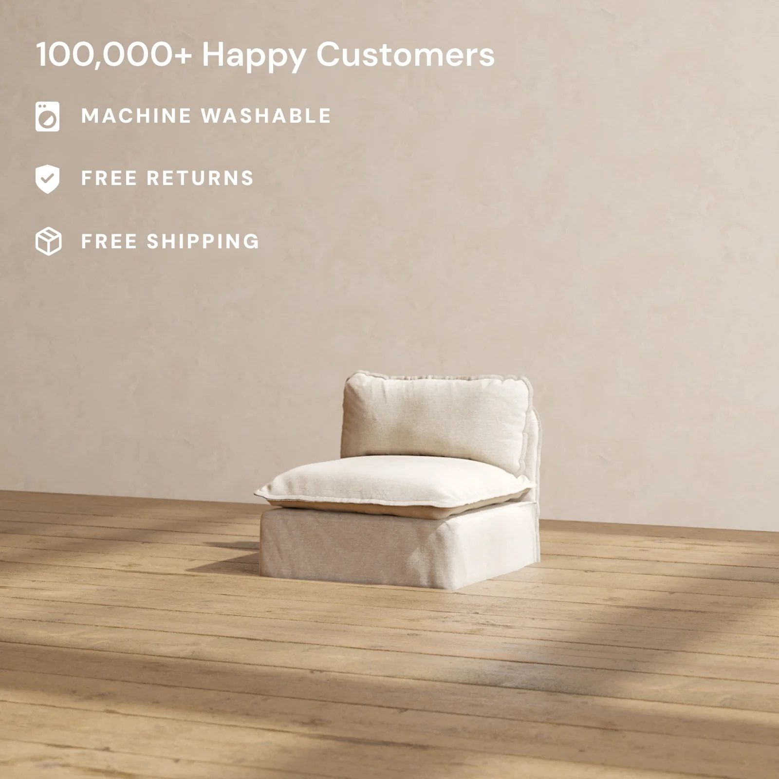Slipcover Only - Modular Washable Armless Chair in Oat - Image 2