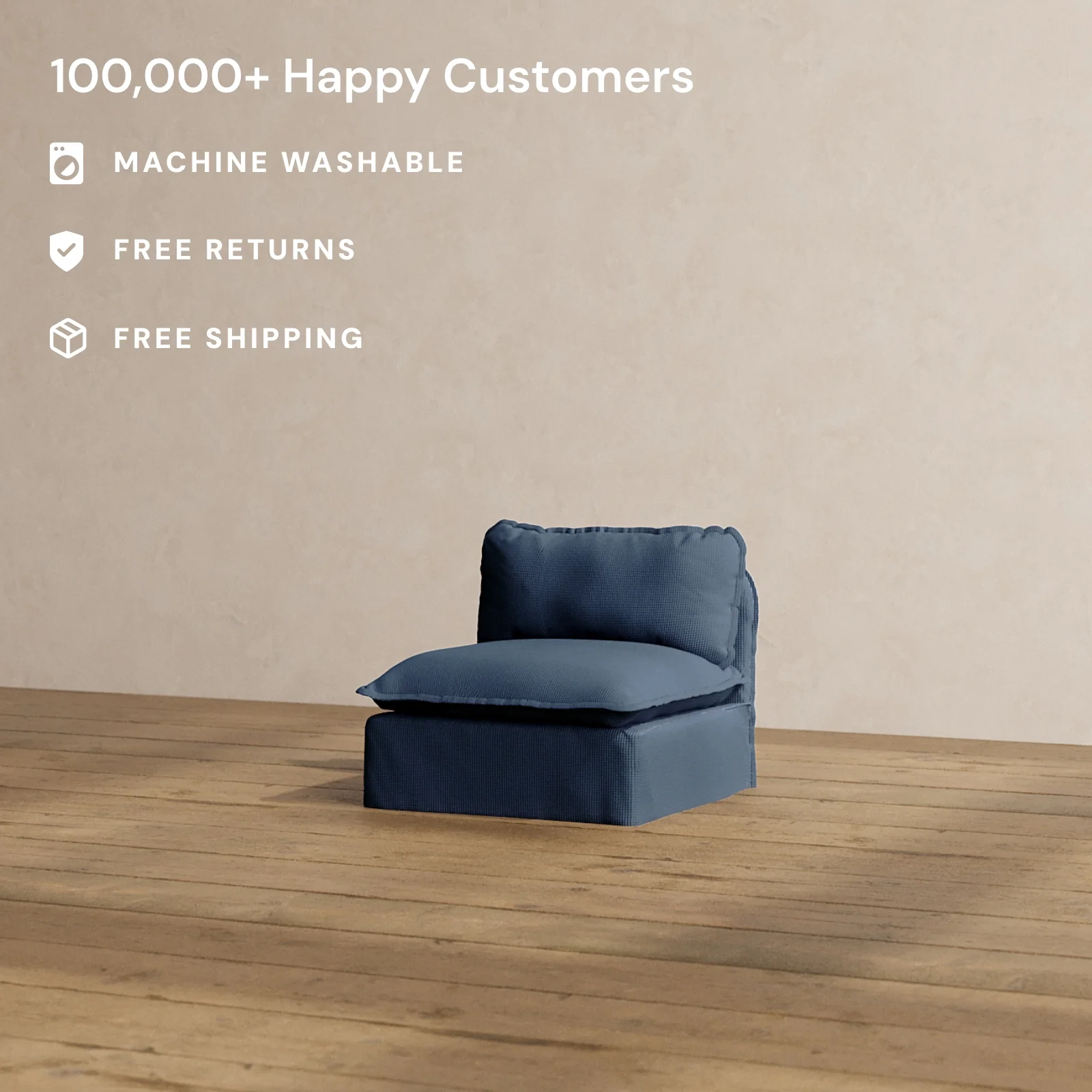 Slipcover Only - Modular Washable Armless Chair in Sumi - Image 2