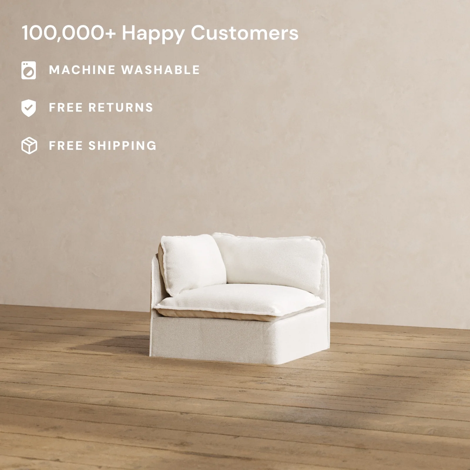 Slipcover Only - Modular Washable Corner Chair in Powder - Image 2