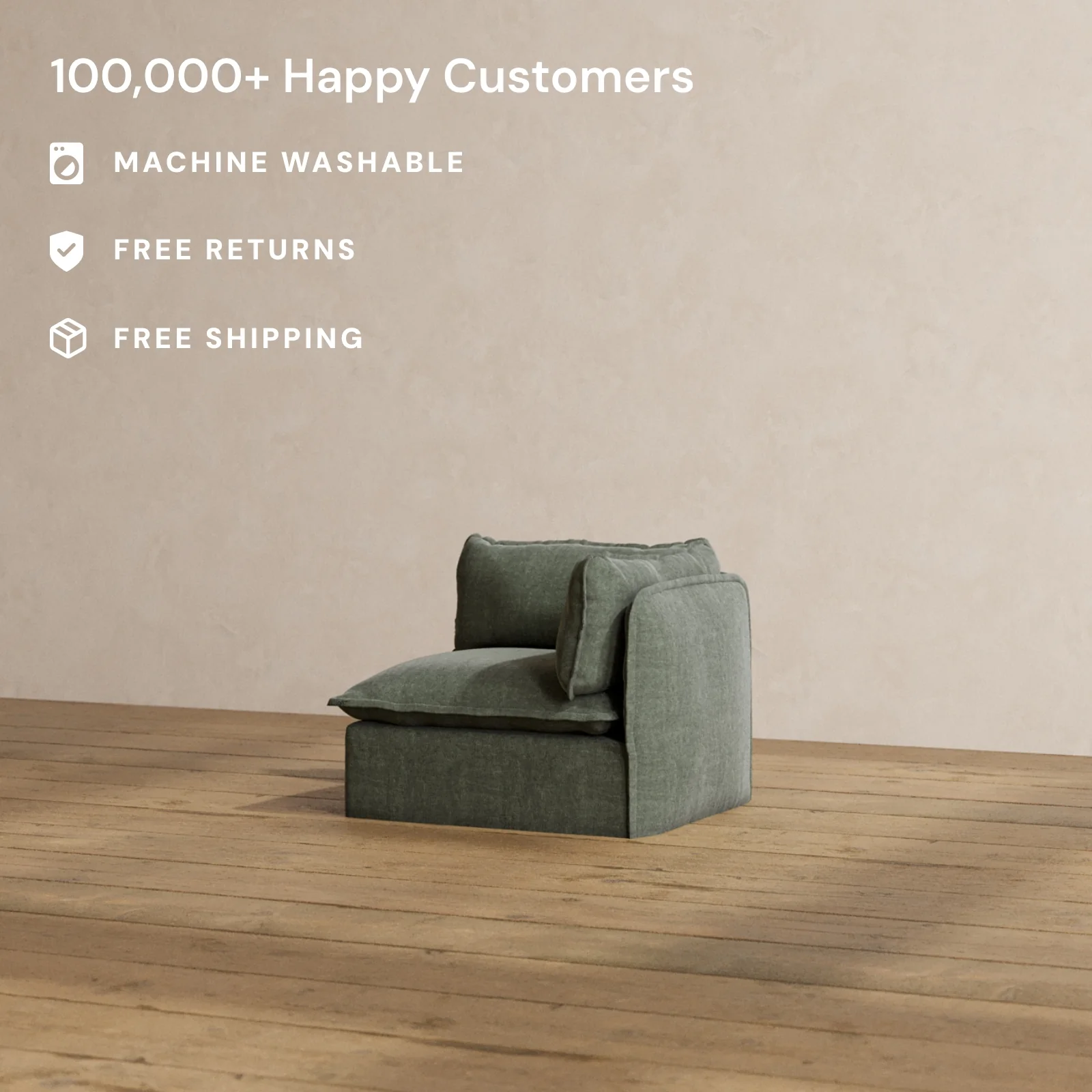 Slipcover Only - Modular Washable End Chair - Right in Willow - Image 2