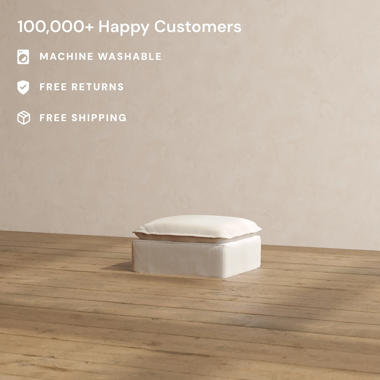 Slipcover Only - Modular Washable Ottoman in Milk - Image 2