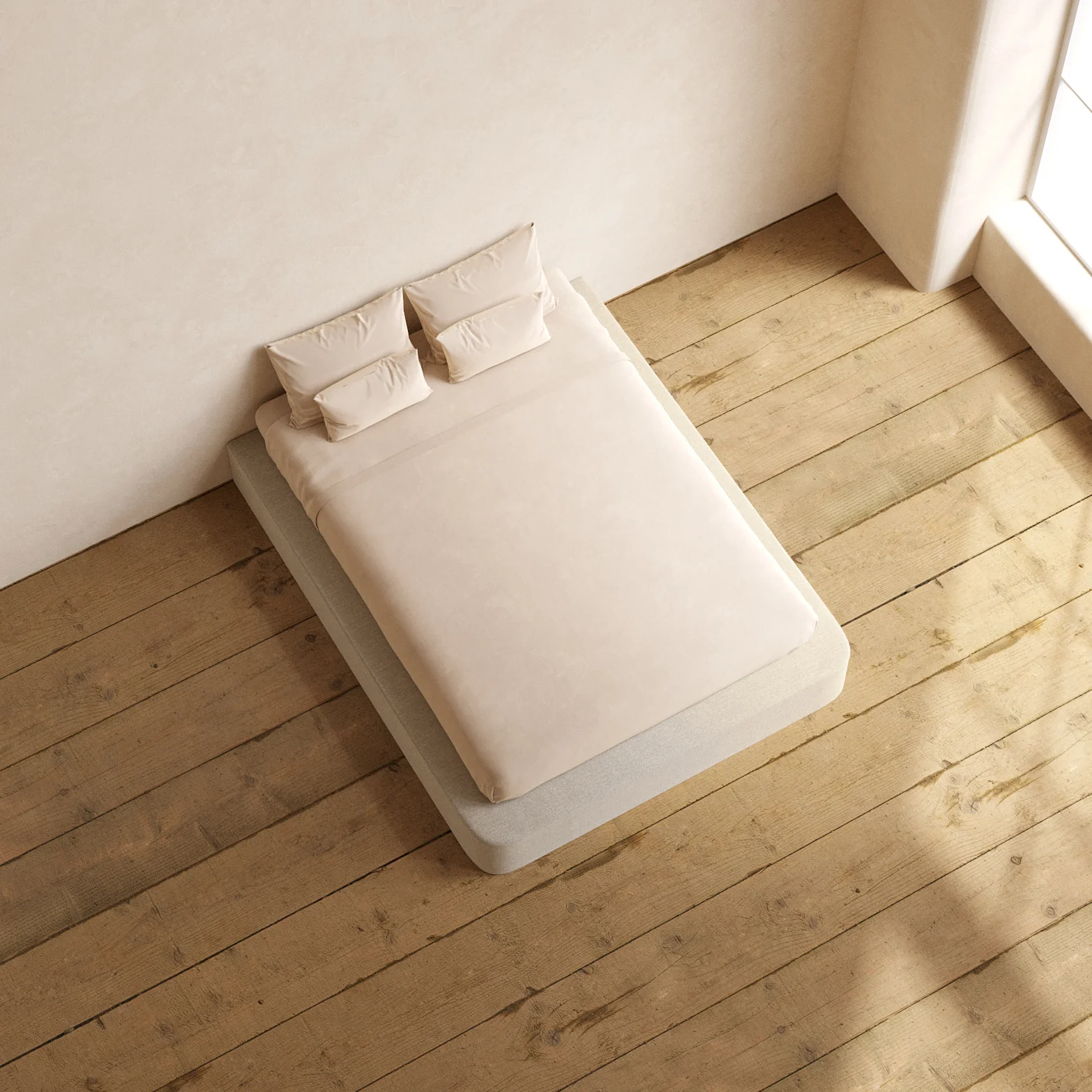 Slipcover Only - Queen Upholstered Platform Bed | Blended Weave in Oat - Image 6