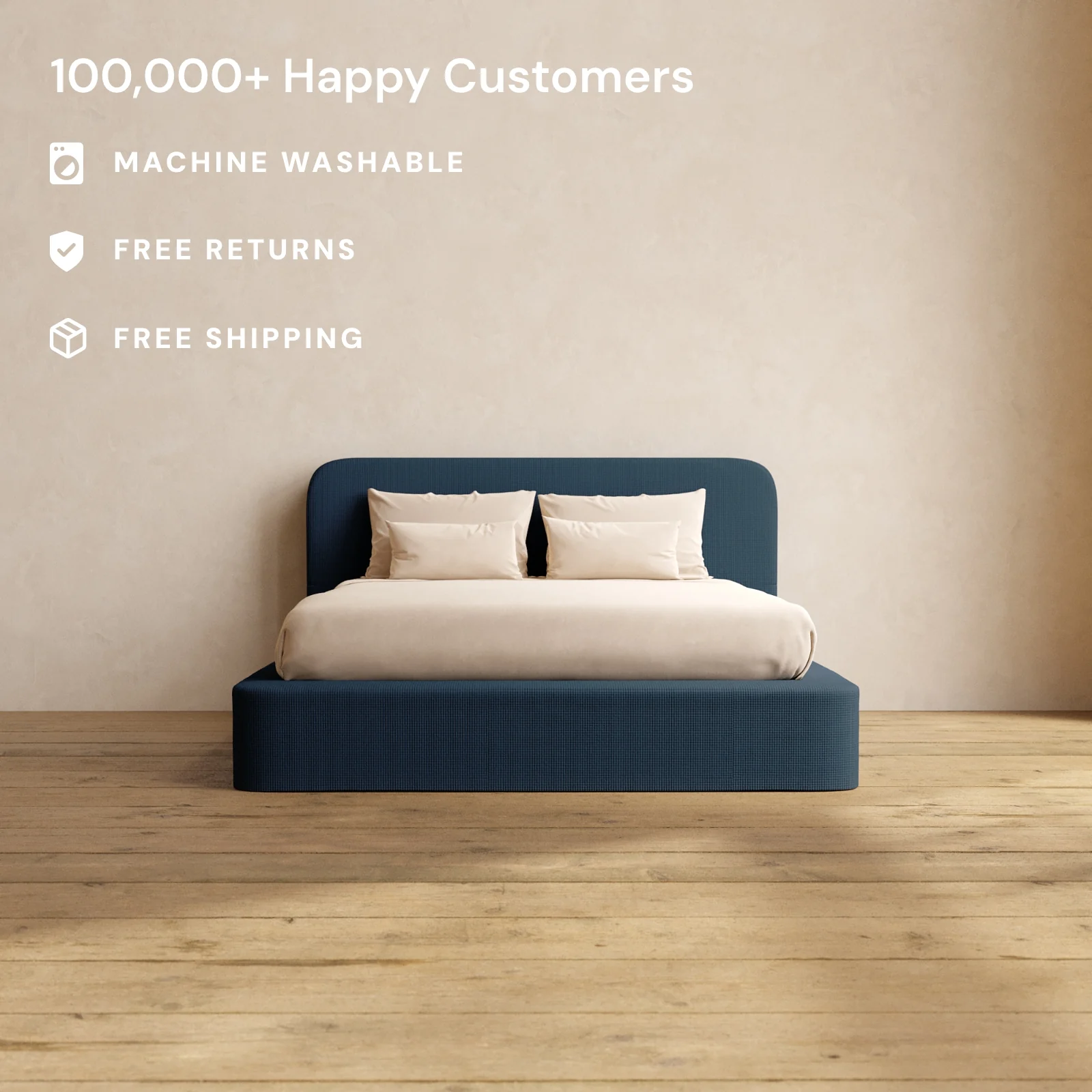 Slipcover Only - Queen Upholstered Platform Bed + Headboard | Mizu Weave in Sumi - Image 2