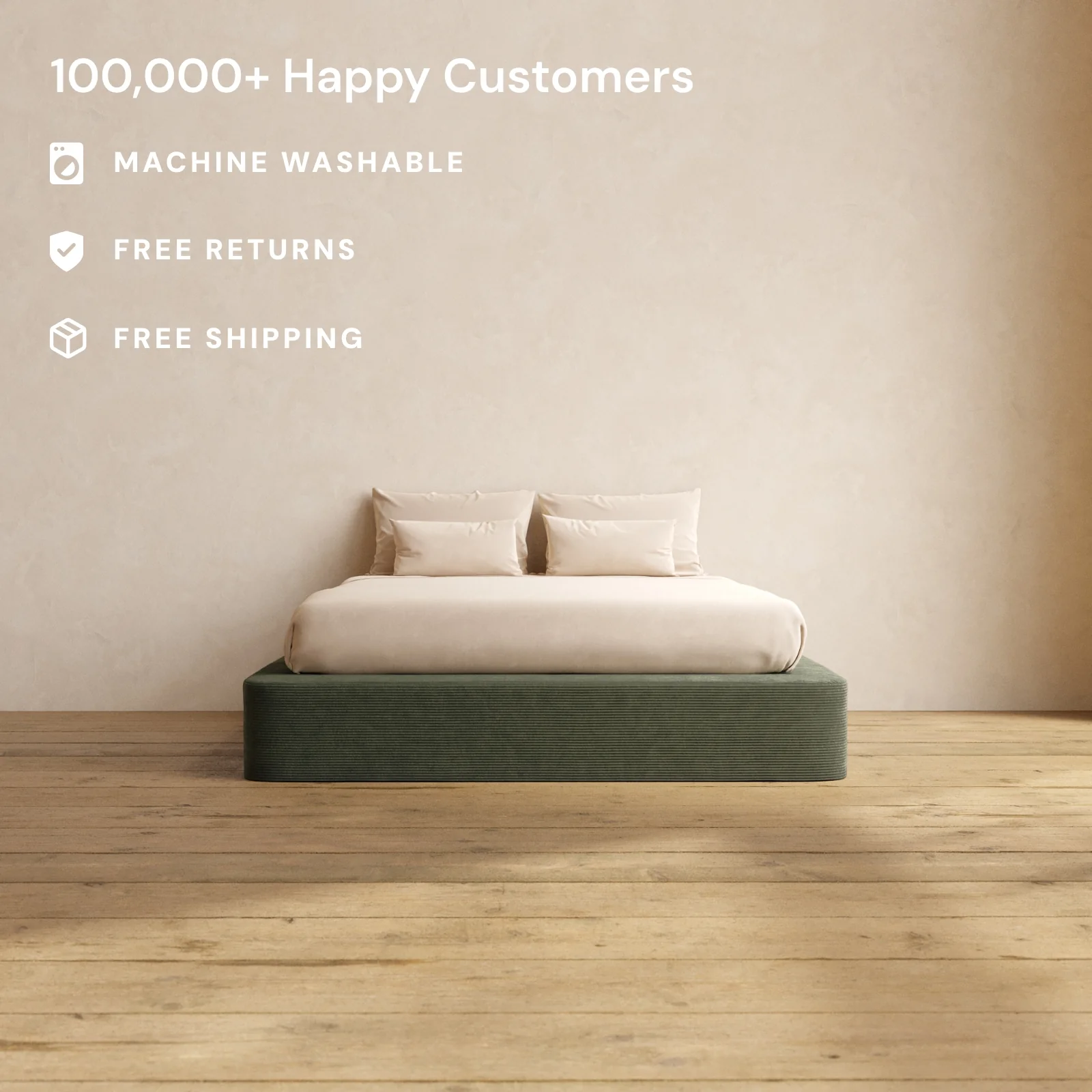 Slipcover Only - Queen Upholstered Platform Bed | Luxe Corduroy in Olivine - Image 2