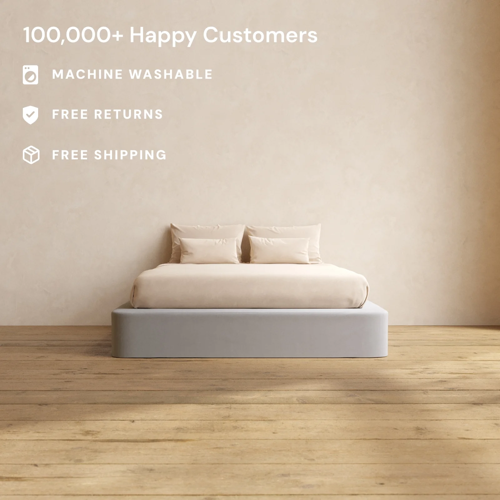 Slipcover Only - Queen Upholstered Platform Bed | Micro Chenille in Pumice - Image 2