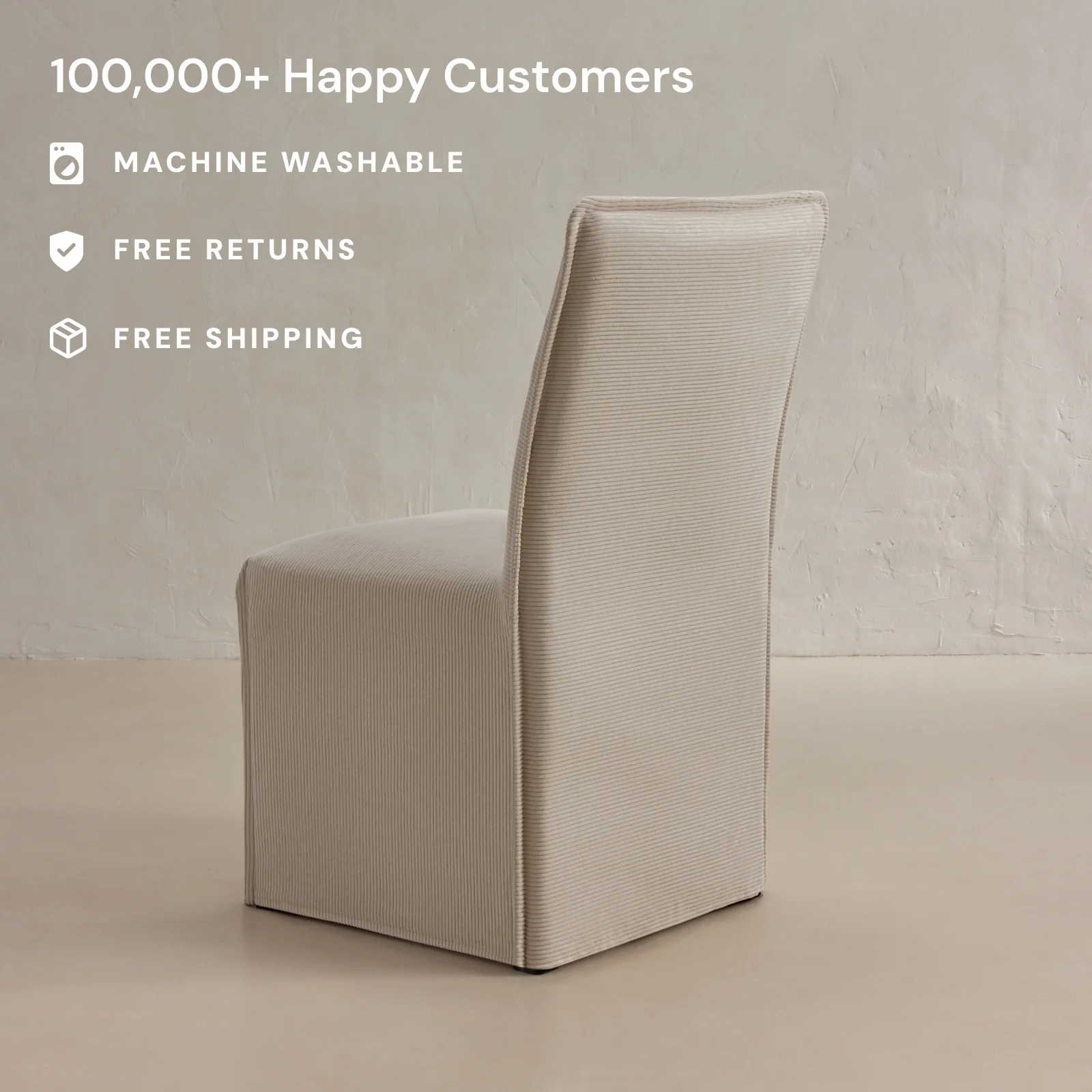 Slipcover Only - Washable Upholstered Dining Chair | 19” Back Height in Milk - Image 2