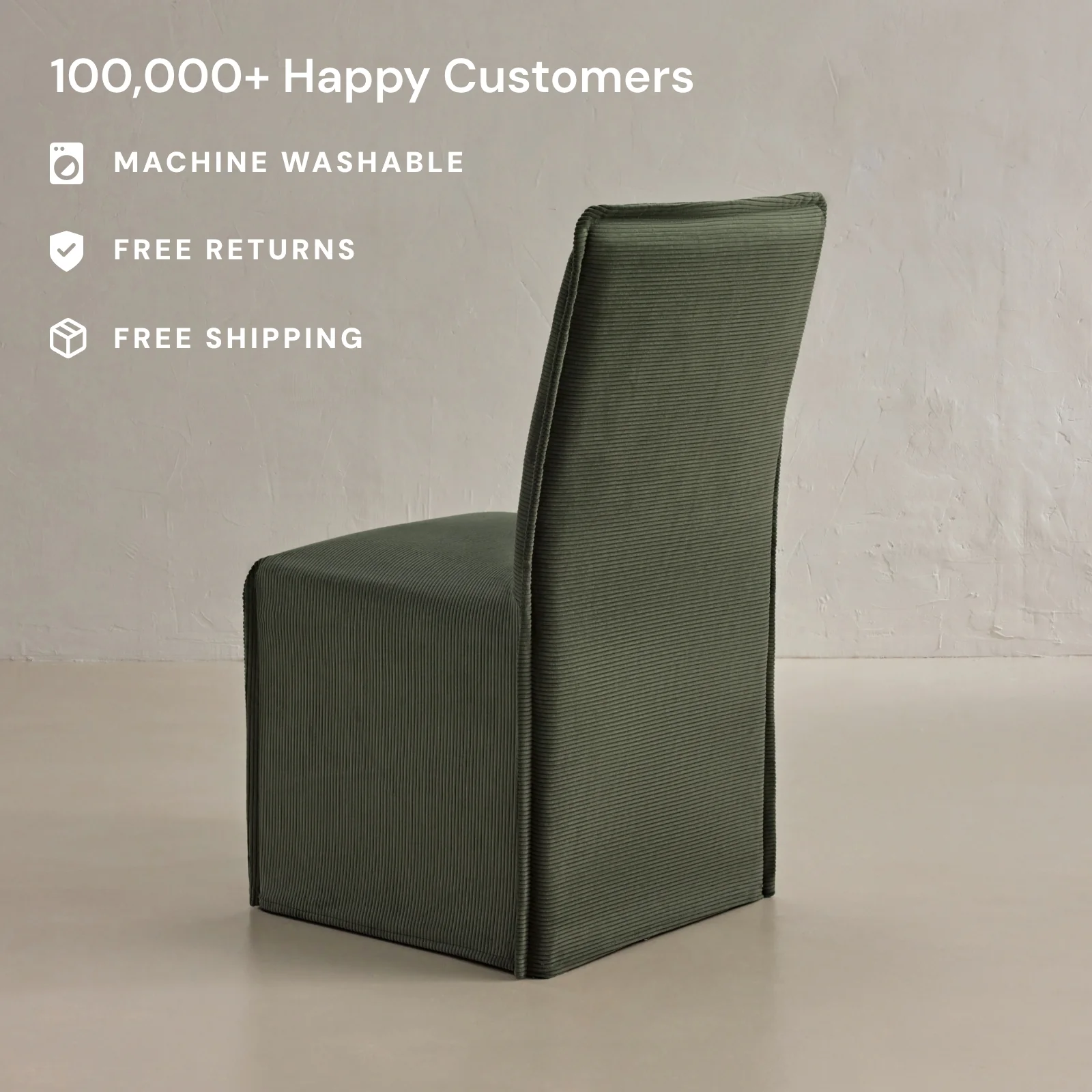 Slipcover Only - Washable Upholstered Dining Chair | 19โ Back Height in Olivine - Image 2