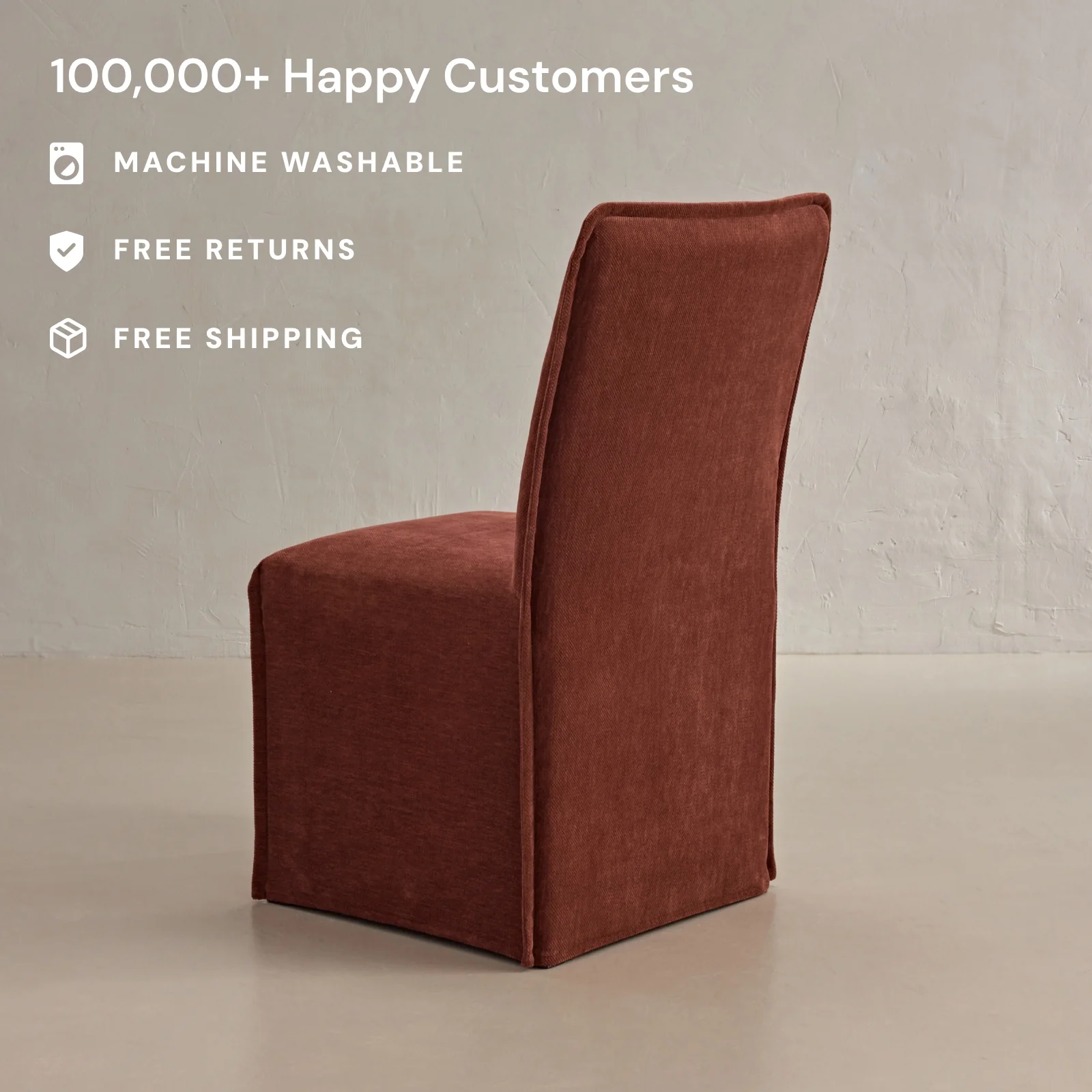 Slipcover Only - Washable Upholstered Dining Chair | 19โ Back Height in Rust - Image 2