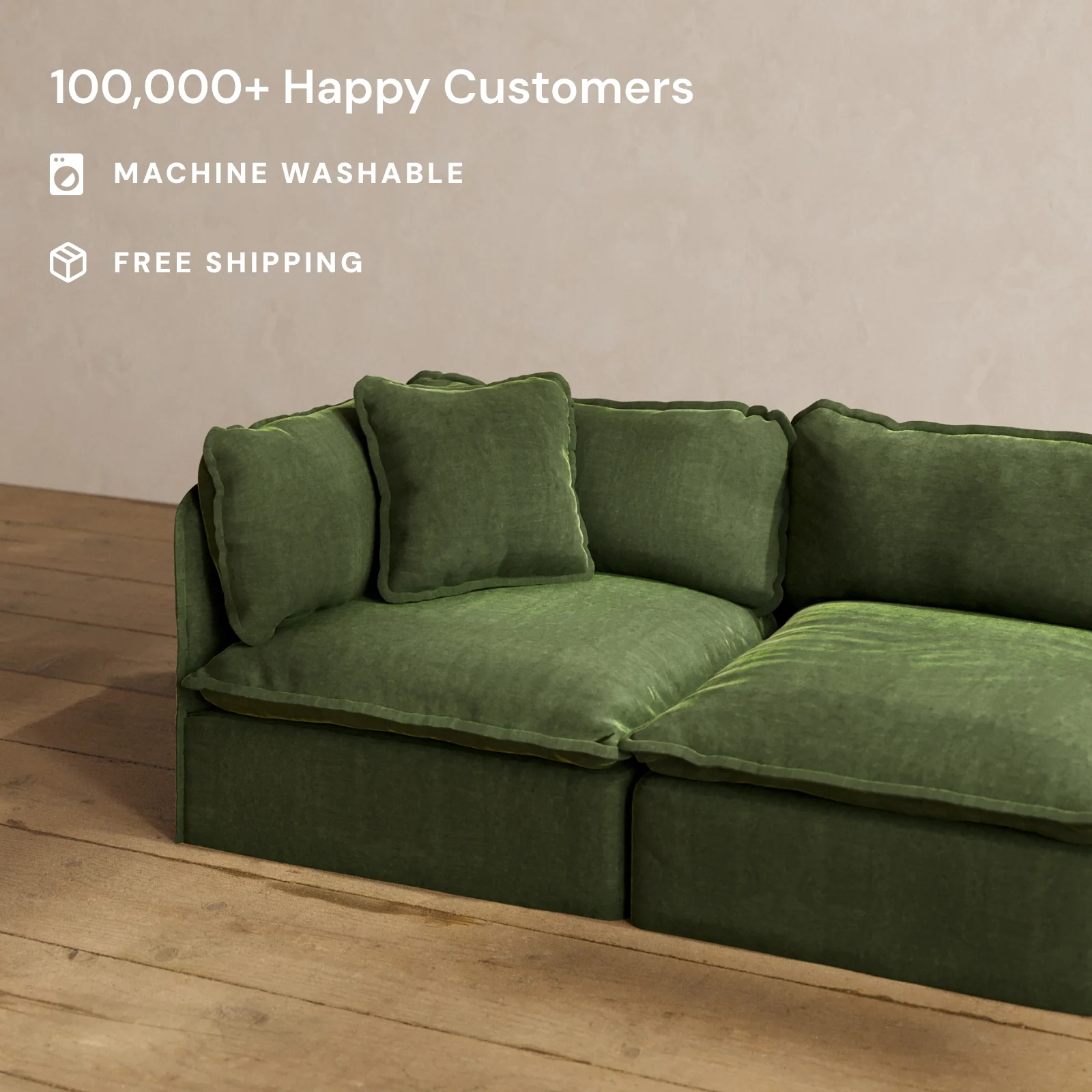 Square Performance Accent Pillow 18 x 18 | Luxury Velvet in Olive - Image 2