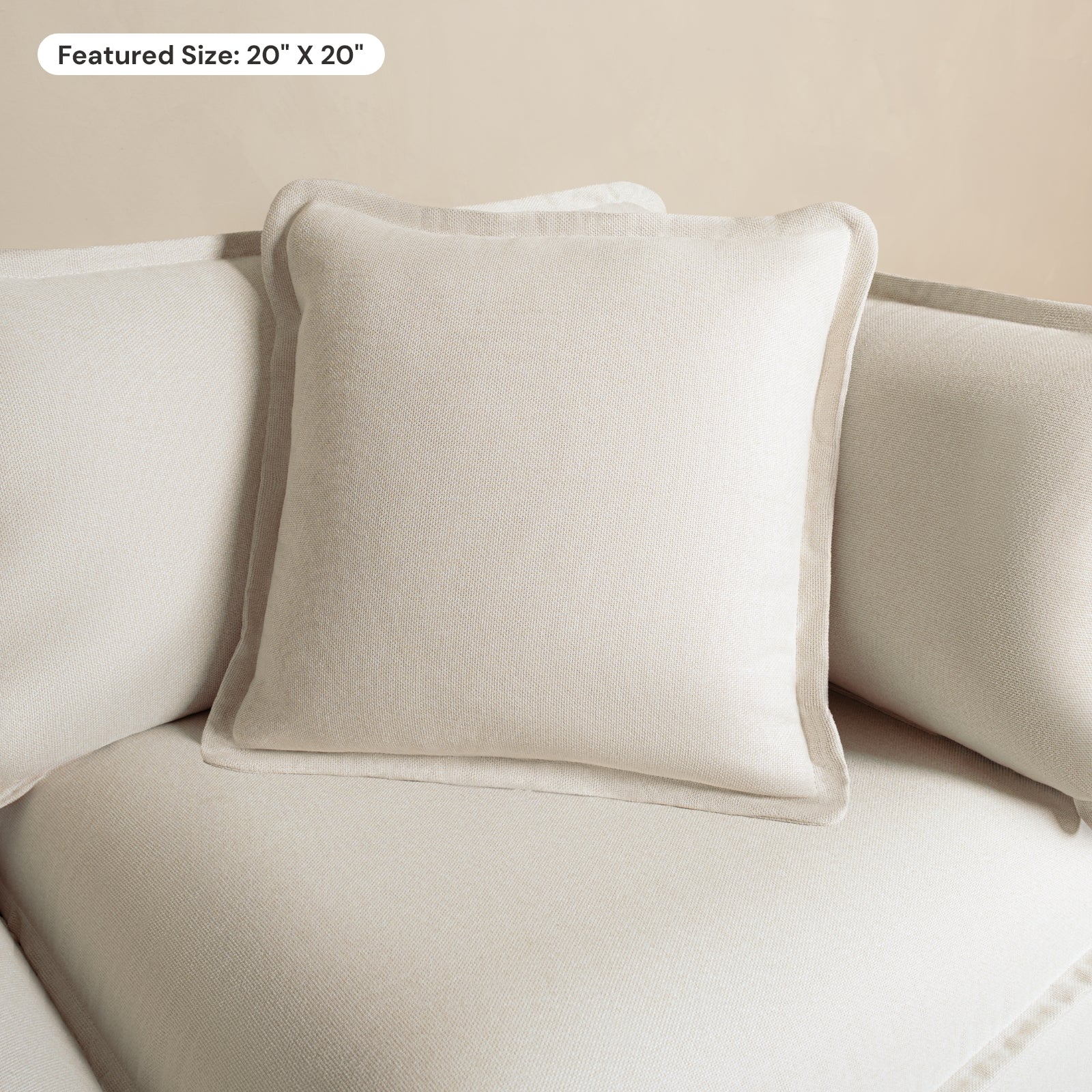 Square Performance Accent Pillow 20 x 20 | Blended Weave in Oat - Image 7