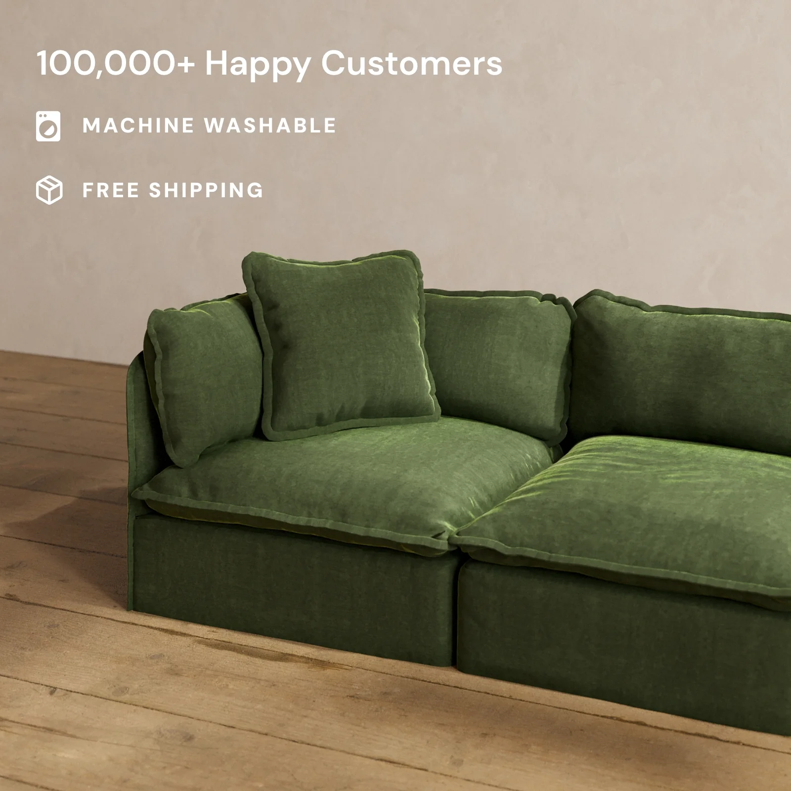 Square Performance Accent Pillow 20 x 20 | Luxury Velvet in Olive - Image 2