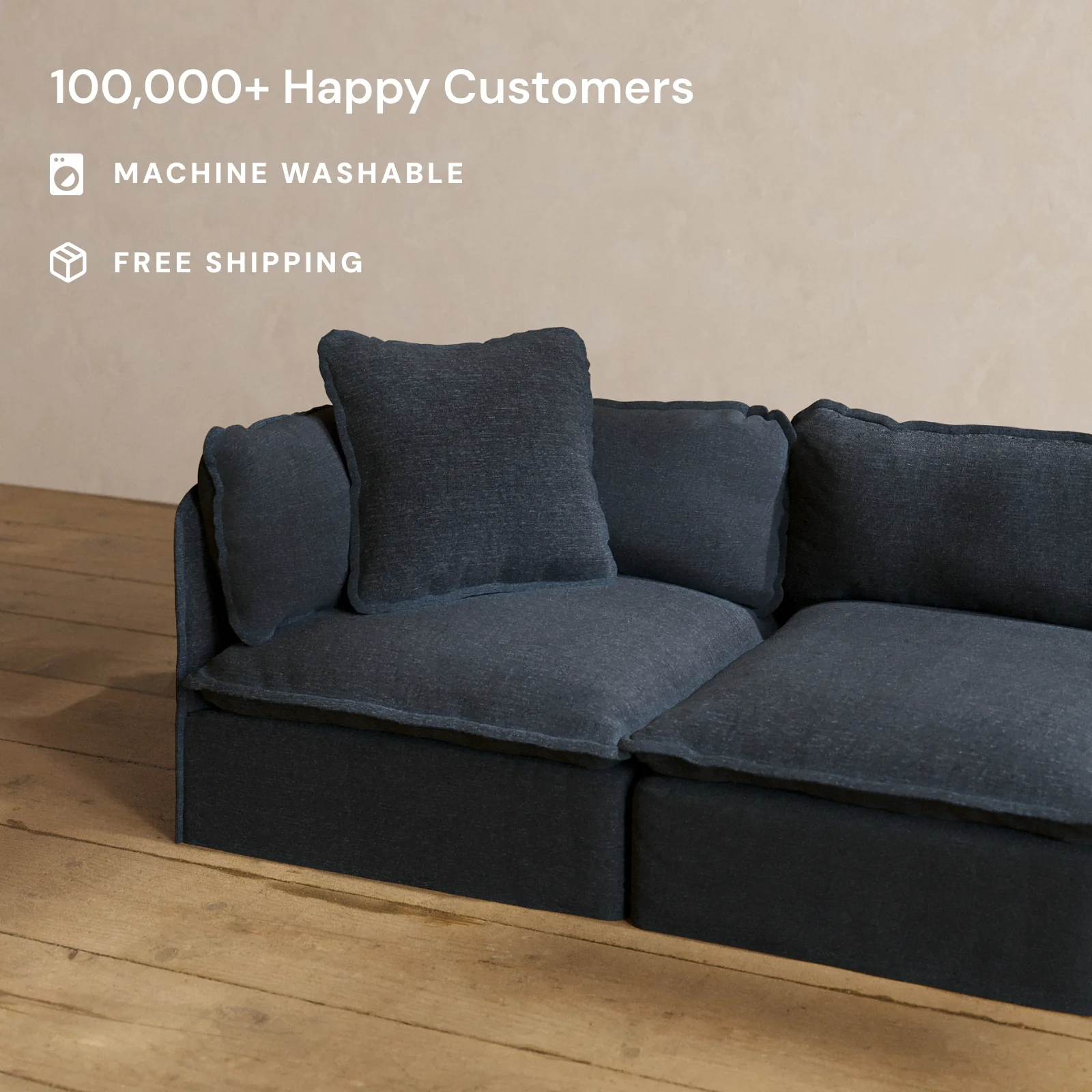 Square Performance Accent Pillow 22 x 22 | Blended Weave in Indigo - Image 2