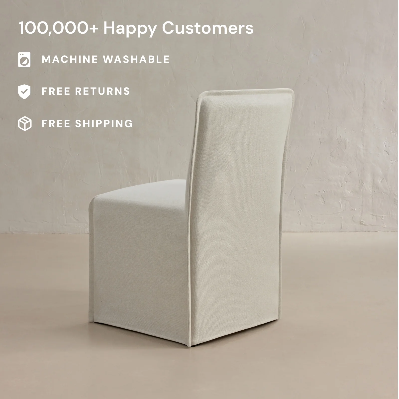 Washable Upholstered Dining Chair | 15” Back Height in Eggshell - Image 2