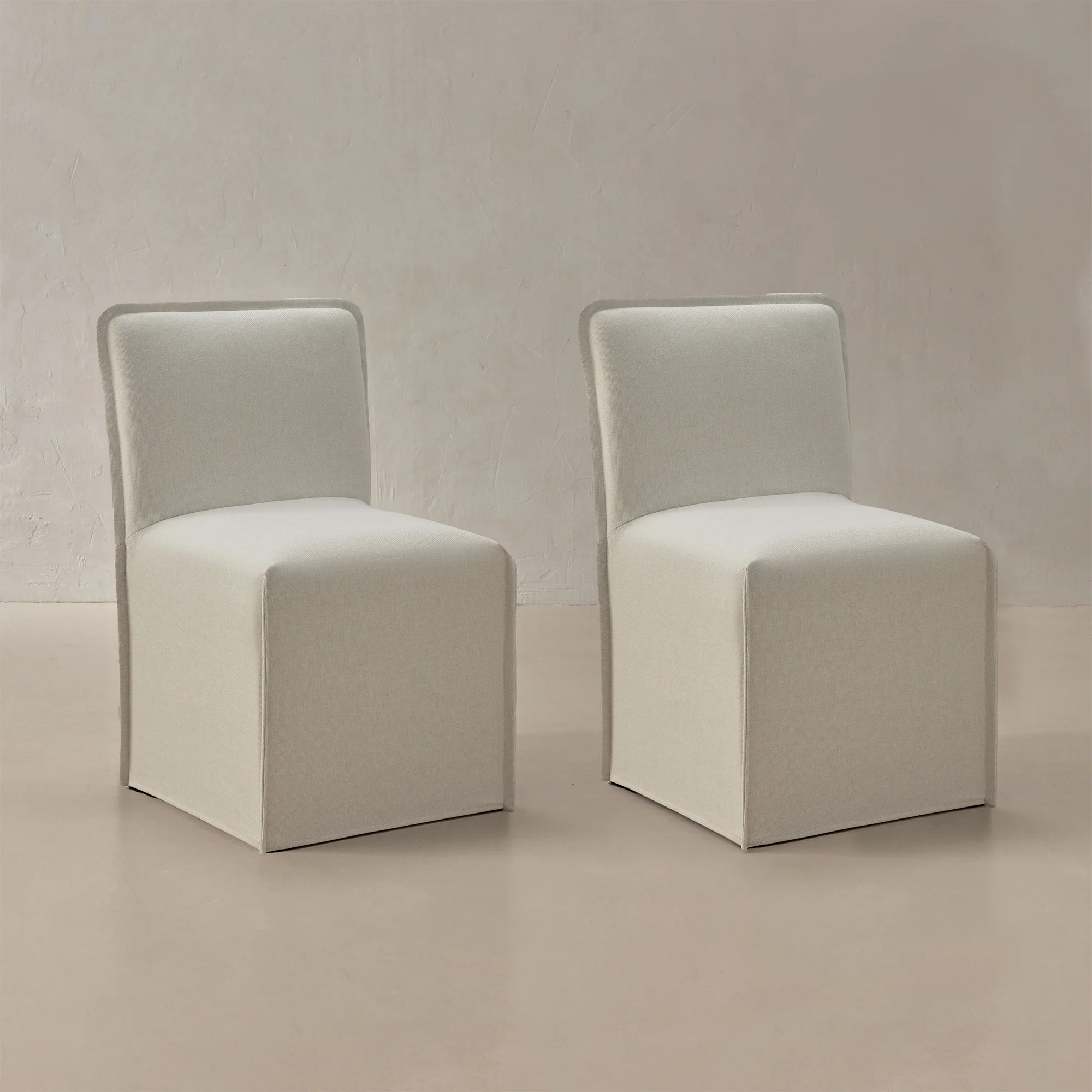 Washable Upholstered Dining Chair | 15β Back Height in Eggshell (Set of 2)