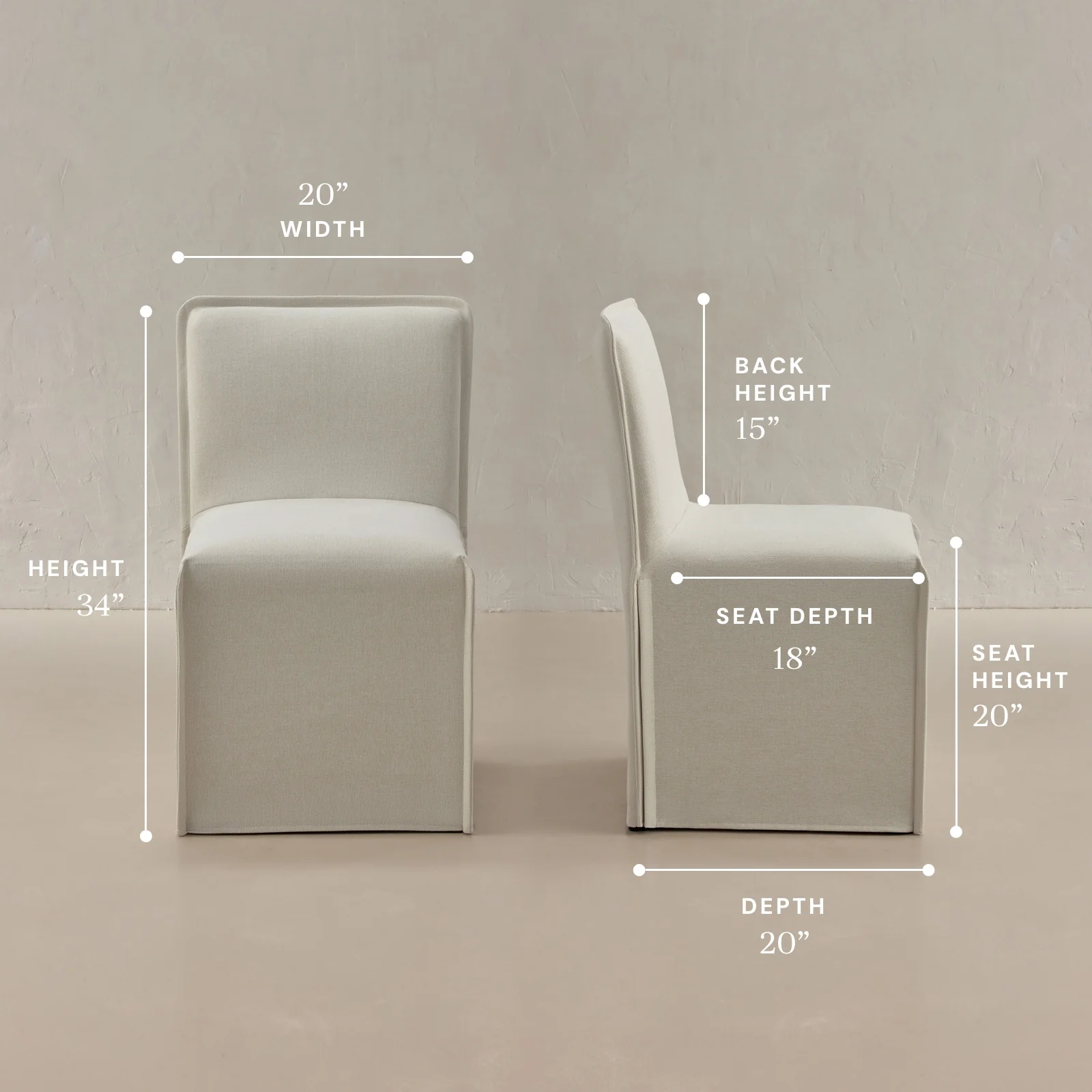 Washable Upholstered Dining Chair | 15β Back Height in Eggshell (Set of 2) - Image 5
