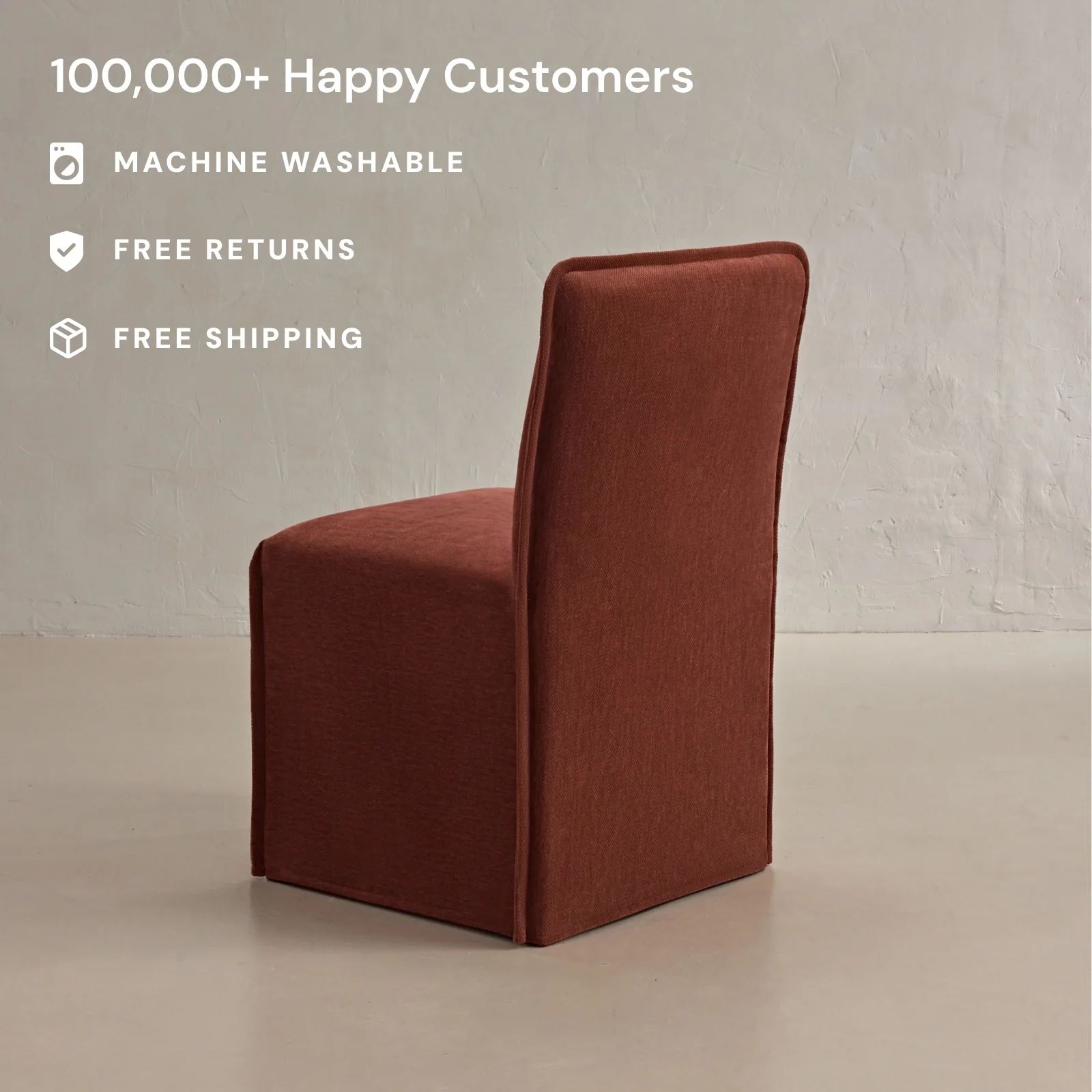 Washable Upholstered Dining Chair | 15" Back Height in Rust - Image 2