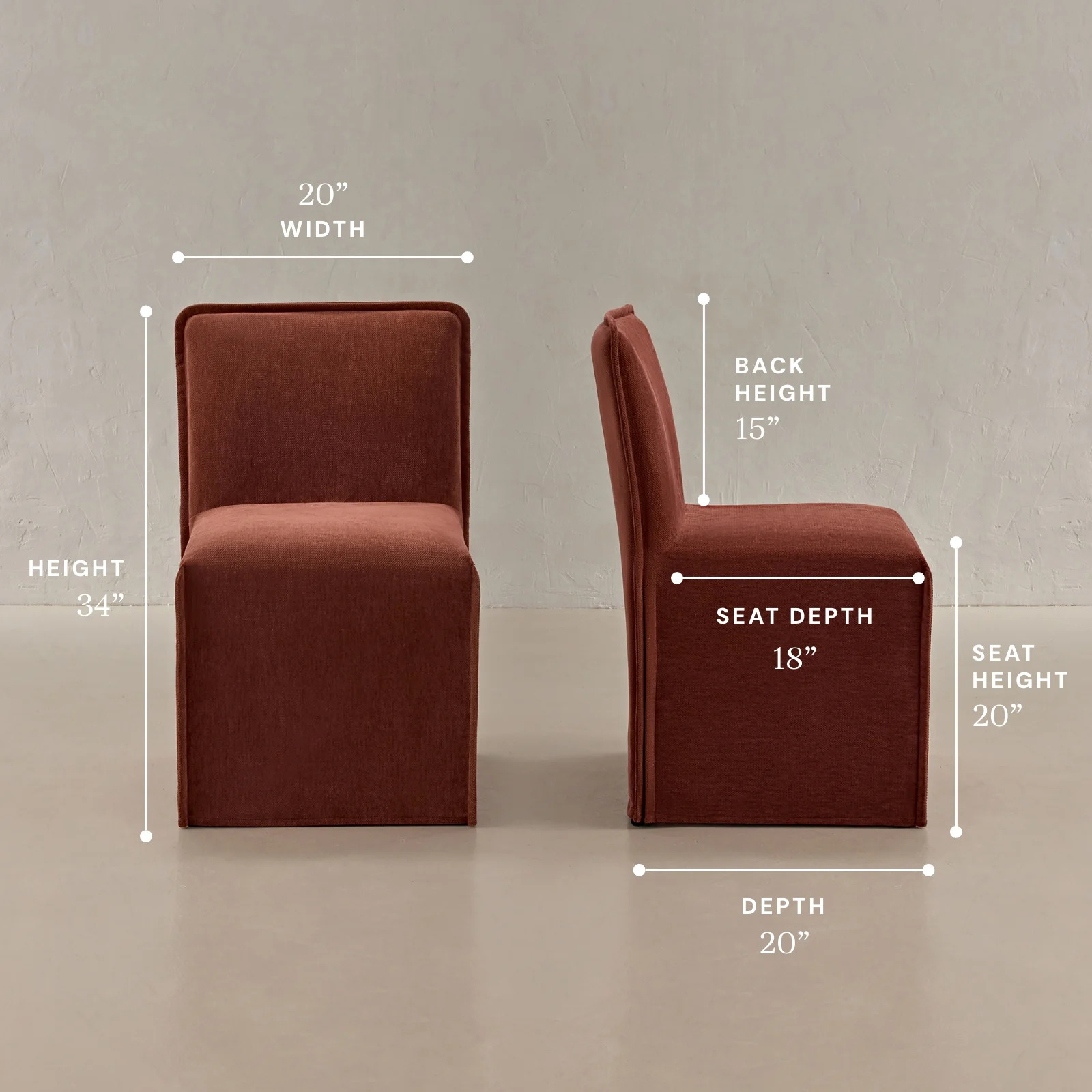 Washable Upholstered Dining Chair | 15" Back Height in Rust - Image 5