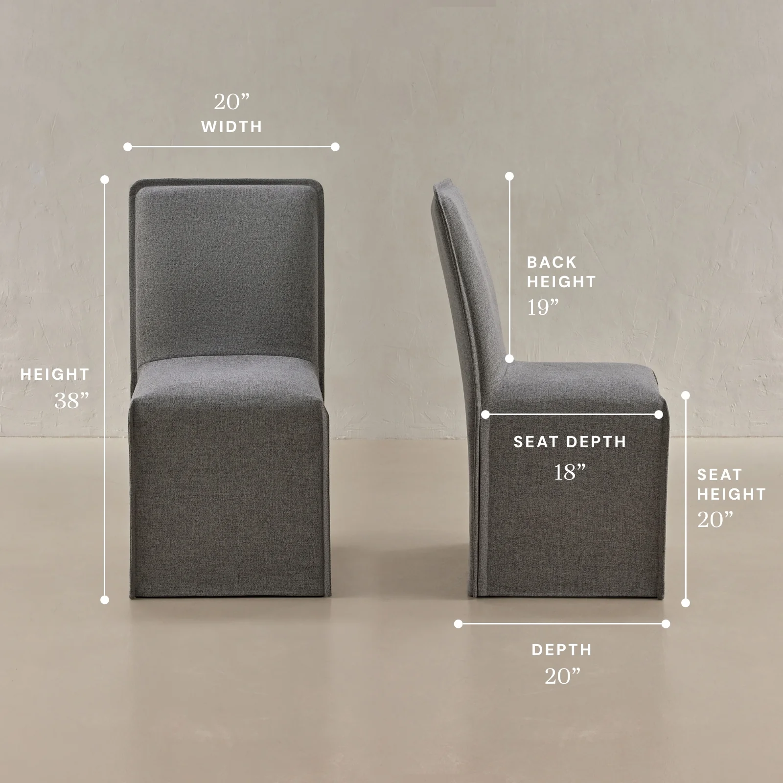Washable Upholstered Dining Chair | 19β Back Height in Ash - Image 5