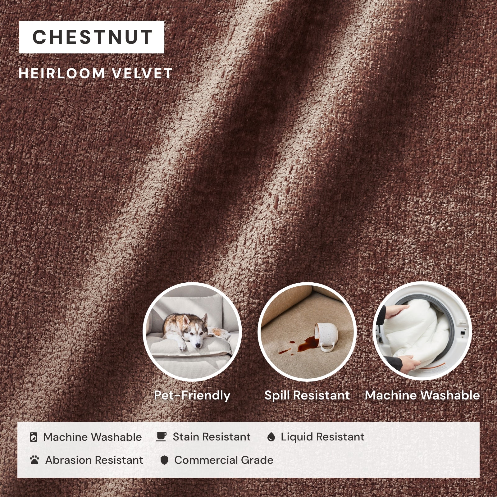 Washable Upholstered Dining Chair | 19” Back Height in Chestnut (Set of 2) - Image 3