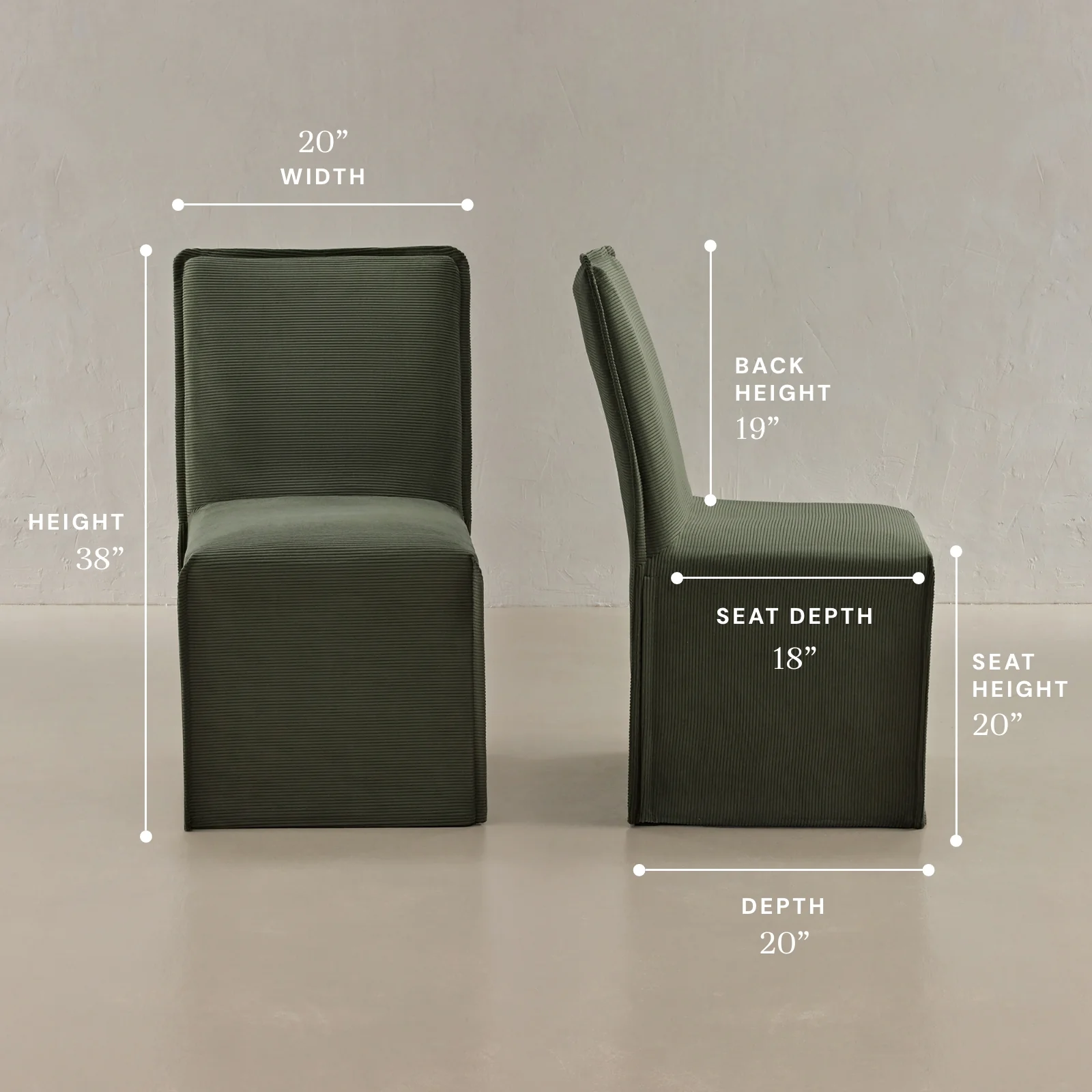 Washable Upholstered Dining Chair | 19β Back Height in Olivine - Image 5