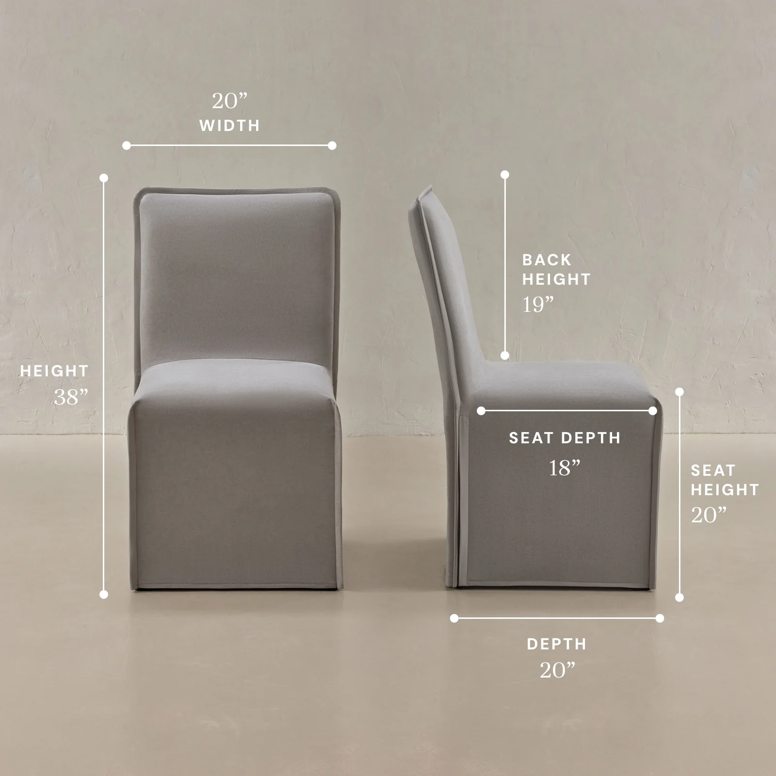 Washable Upholstered Dining Chair | 19β Back Height in Pumice - Image 5