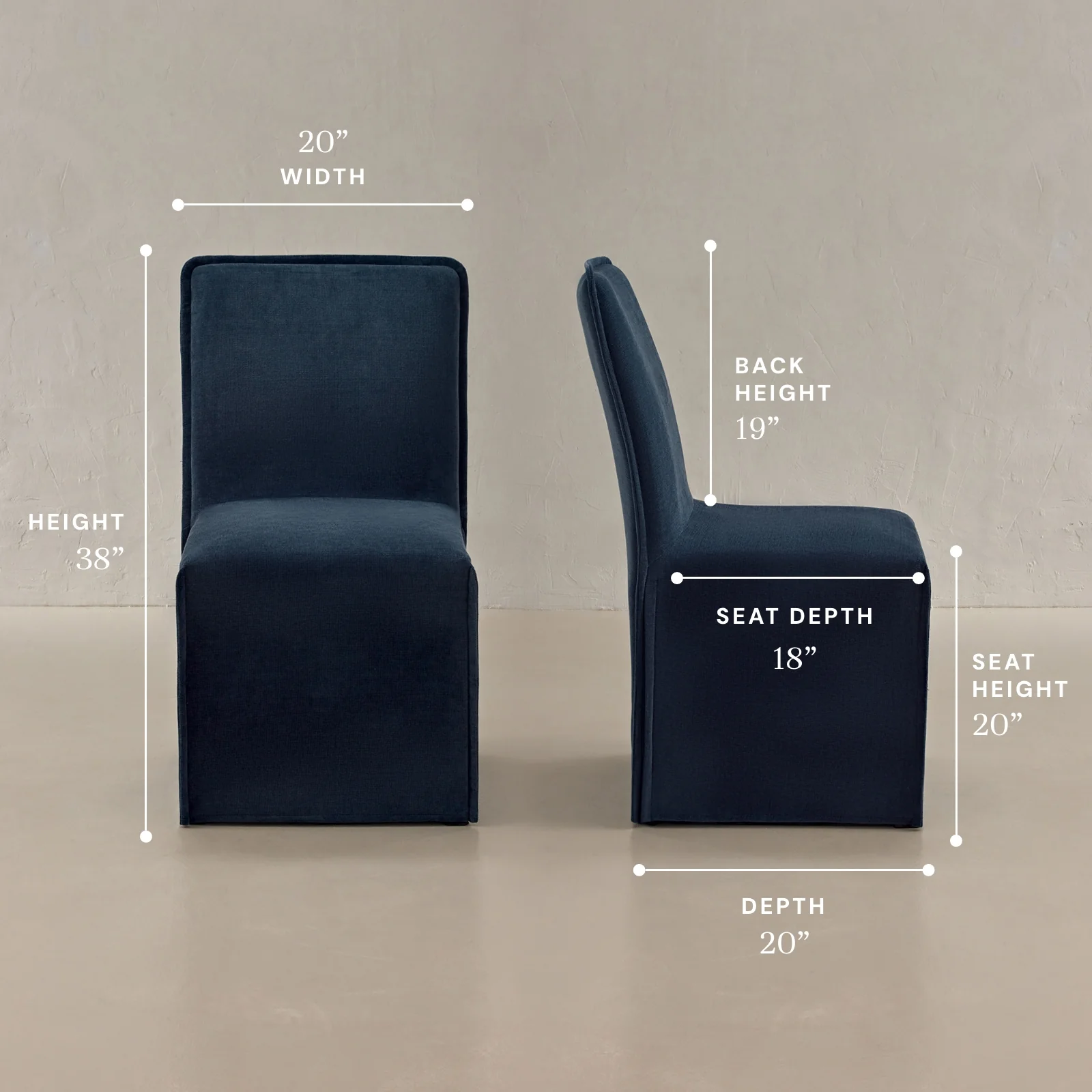 Washable Upholstered Dining Chair | 19β Back Height in Sumi - Image 5
